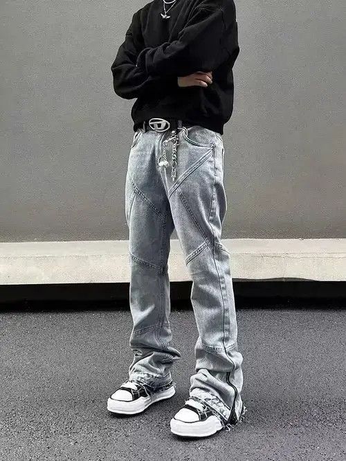Designer × Vintage Street wash side zip bootcut jeans Size US 30 / EU 46 - 4 Thumbnail