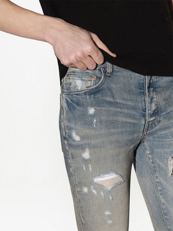 Amiri o1gr1nt1124 Rainbow Paisley Thrasher Jeans in Clay Indigo Size US 33 - 4 Thumbnail