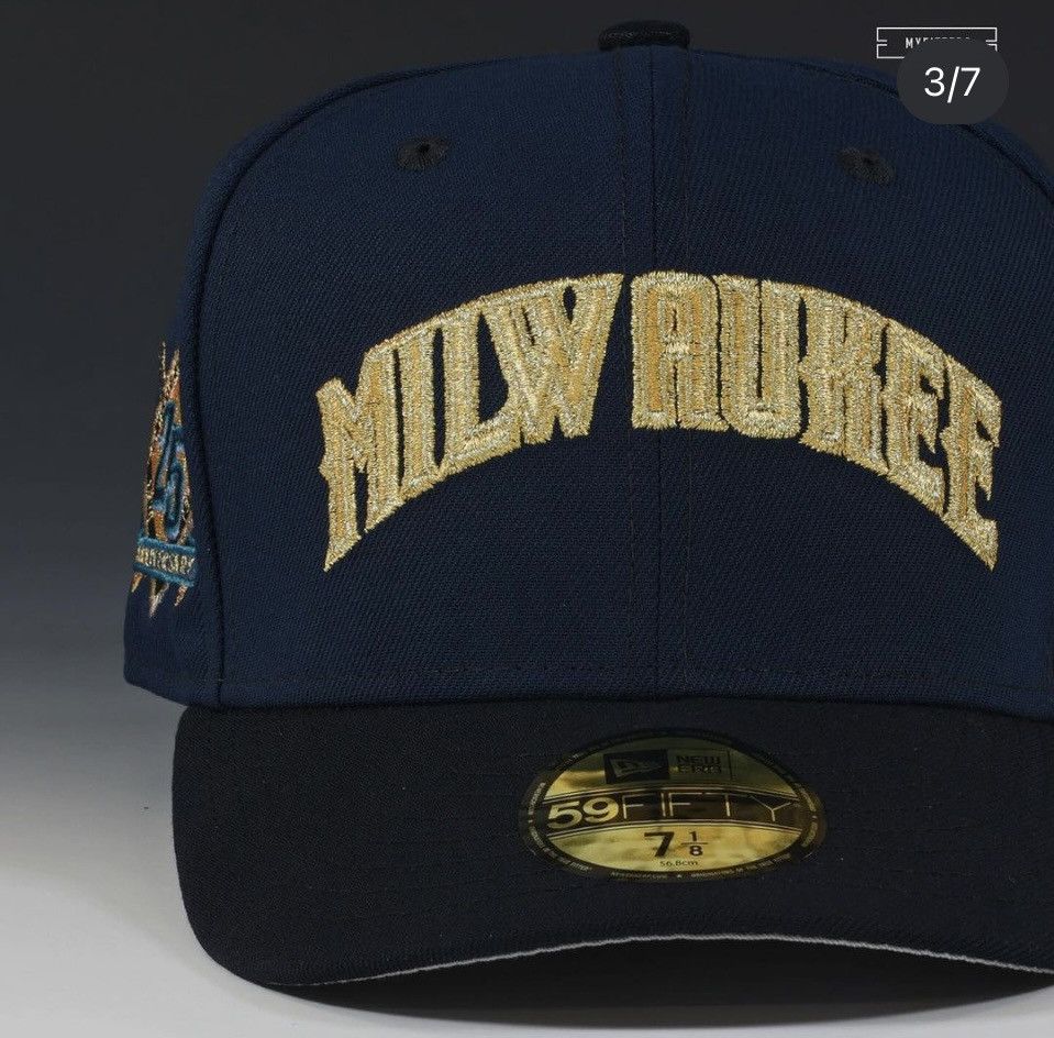 image of Myfitteds Milwaukee Brewers 25Th Anniversary Patch Size in Blue, Men's