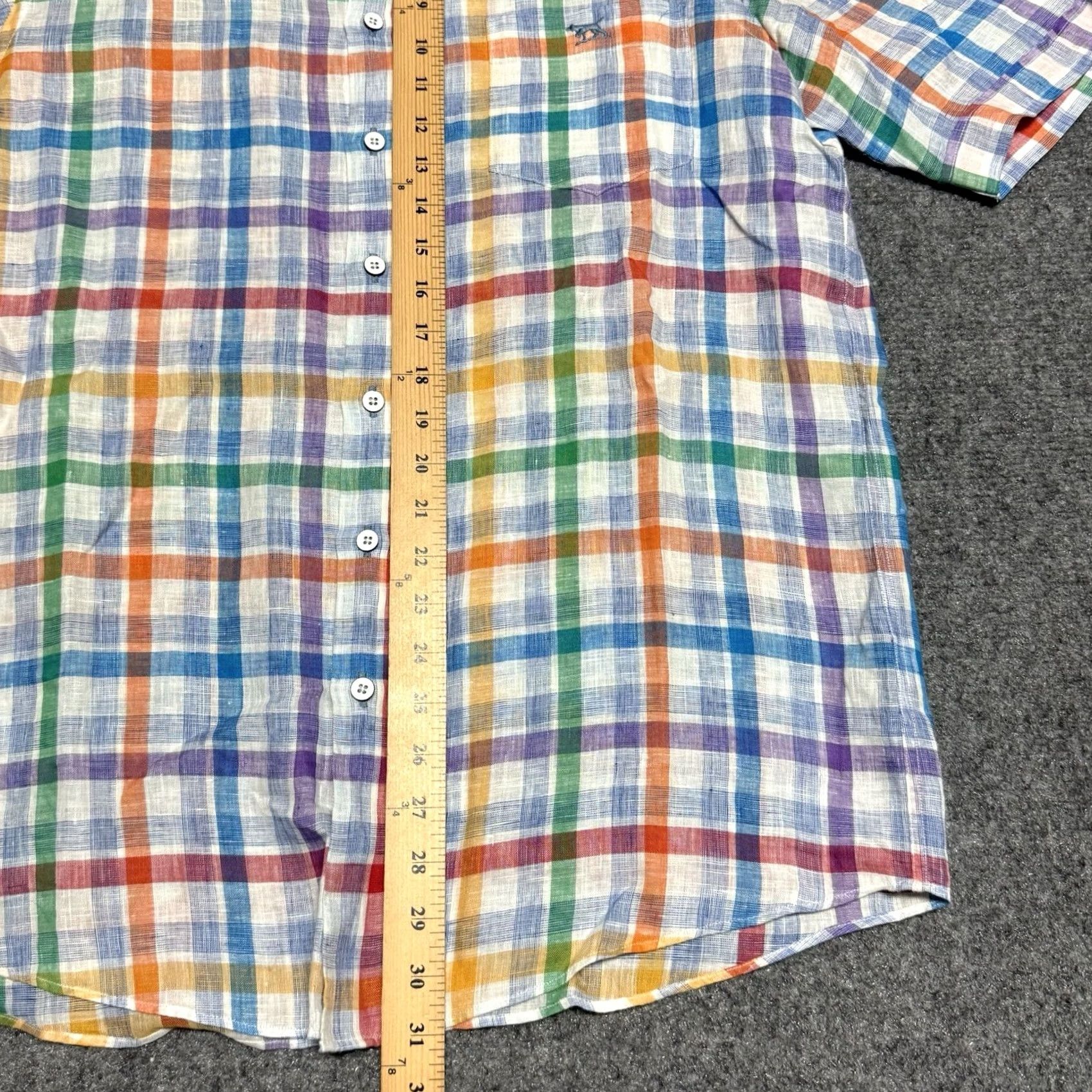 Rodd & Gunn Rodd & Gunn Shirt Mens M Blue White Red Green Plaid Linen Woven Italy Button-Up Short Sleeve Collared Multicolor Size US M / EU 48-50 / 2 - 7 Thumbnail