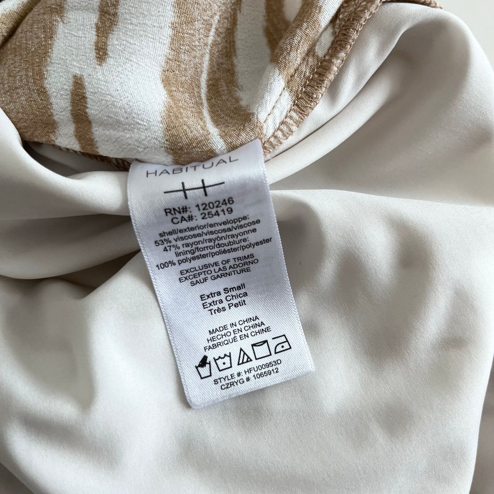 Other Habitual Talia Gardenia Zebra Beige Tie Waist Shirt Dress Size XS / US 0-2 / IT 36-38 - 5 Thumbnail