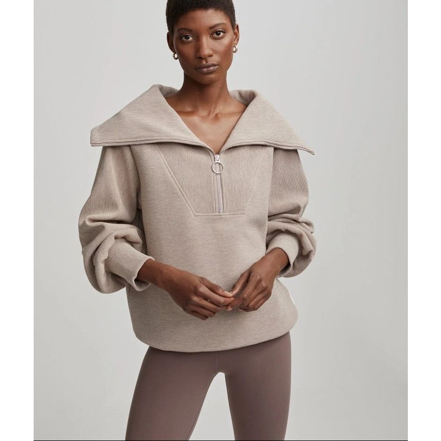 Varley VARLEY Vine Half-Zip Pullover Taupe Marl Ottomon VAR00485 Size S / US 4 / IT 40 - 11 Thumbnail