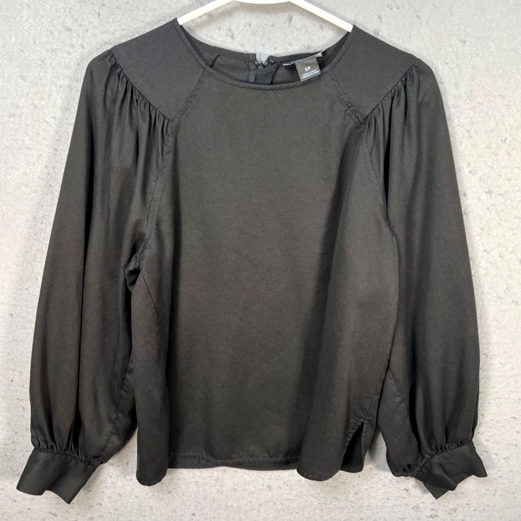 Club Monaco Club Monaco Womens Small Black Long Sleeve Blouse Tencel Lyocell Casual Shirt Size S / US 4 / IT 40 - 2 Thumbnail