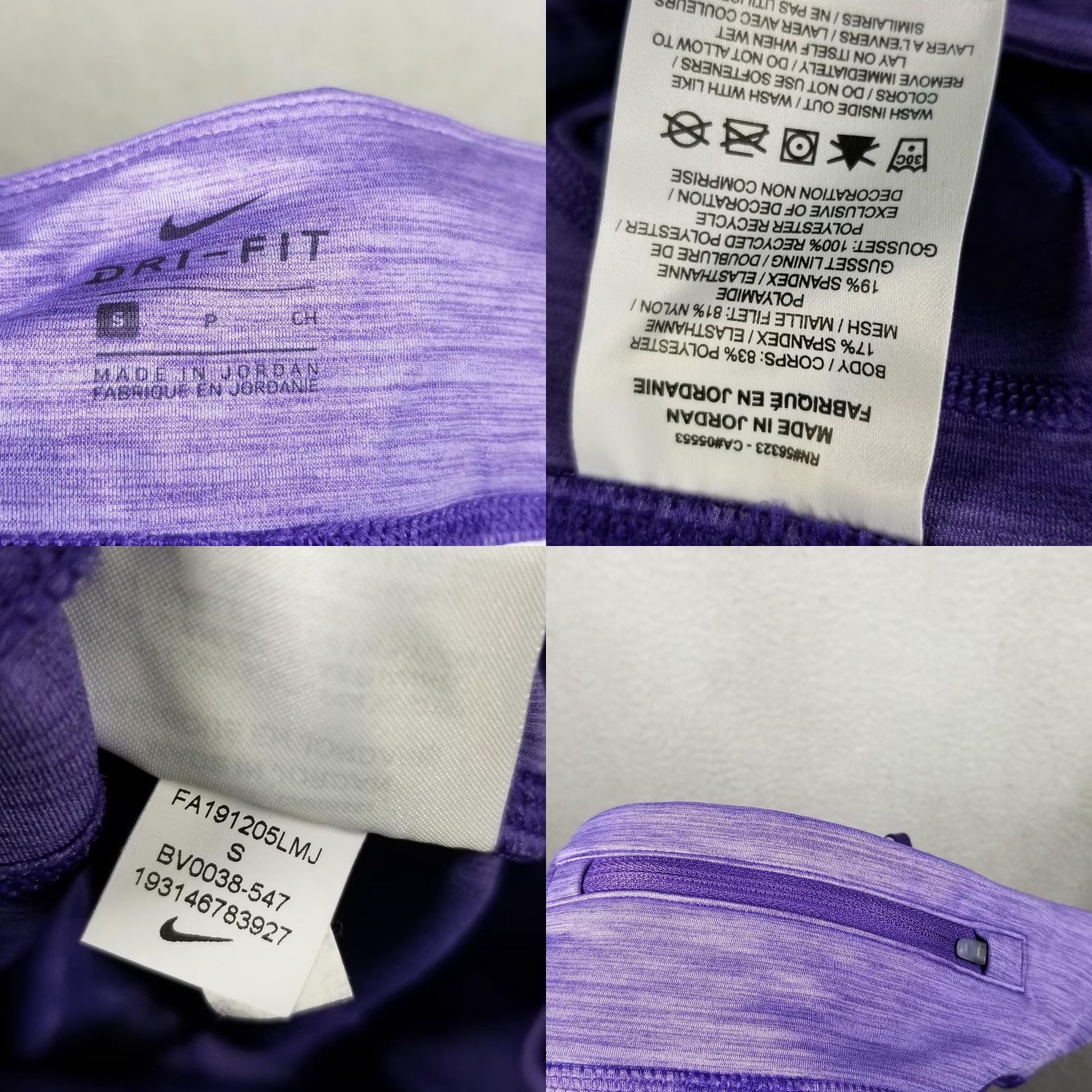 Nike NIke Women's Running Crop Leggings 7/8 Purple BV0038-547 Leggings S Pockets Zip Pocket Dri-FIT Activewear Womens Size 28" / US 6 / IT 42 - 8 Thumbnail