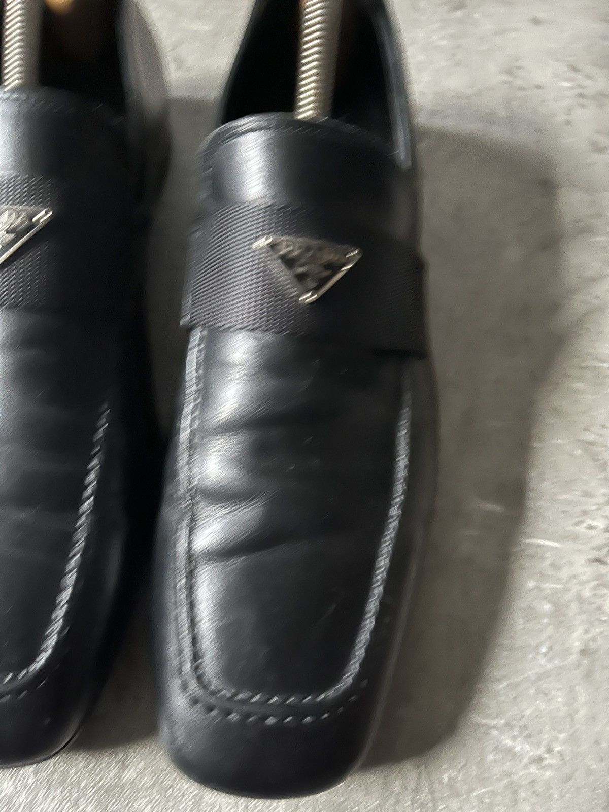 Prada Prada black logo leather loafers rare Size US 10.5 / EU 43-44 - 6 Thumbnail