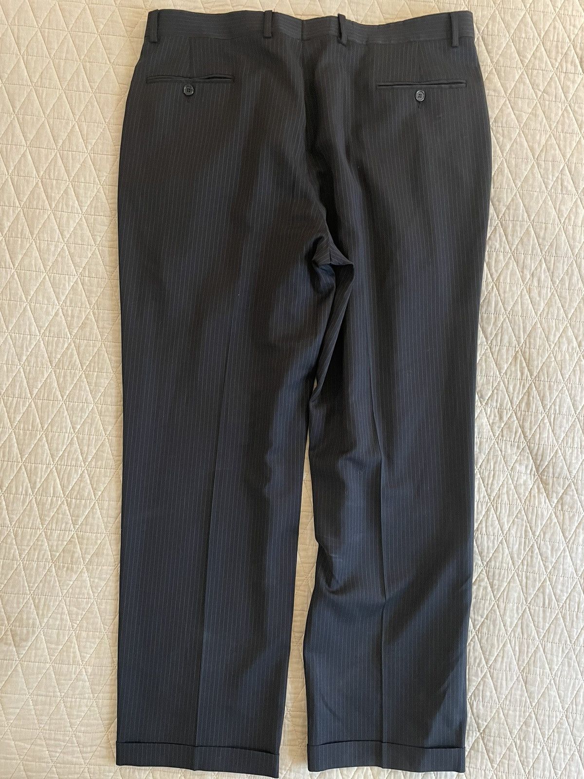 Donna Karan × Vintage Fine Stripe 3-Button Wool Suit Size 46R - 17 Thumbnail