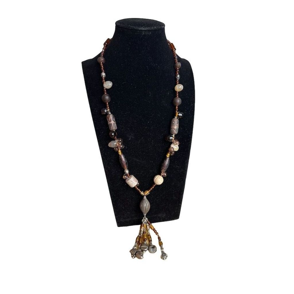 The Unbranded Brand Vintage Necklace Brown wood 27" Handmade Used Good Size ONE SIZE - 4 Thumbnail