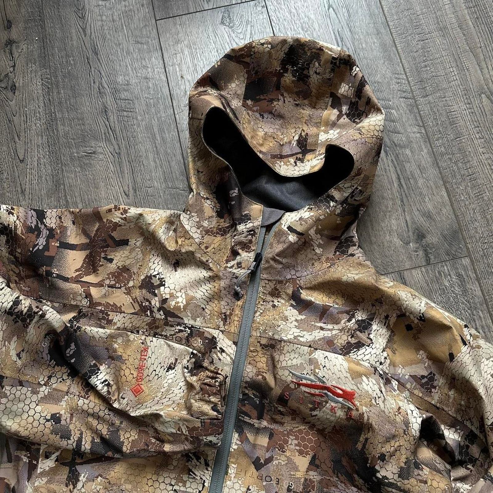 SITKA Sitka 2019 Camo Goretex Rain Shell Zip Up Hooded Jacket Size US XS / EU 42 / 0 - 4 Thumbnail