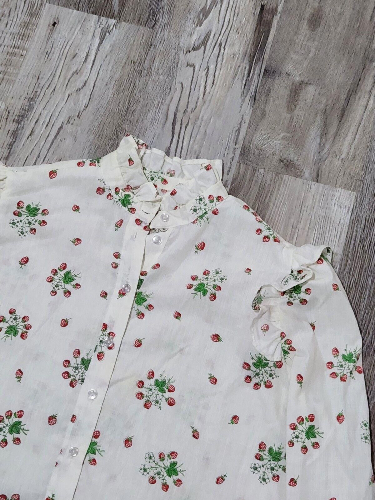 Handmade Vintage Smocked Shirt Strawberry Print 70s Large Cottage Size L / US 10 / IT 46 - 5 Thumbnail