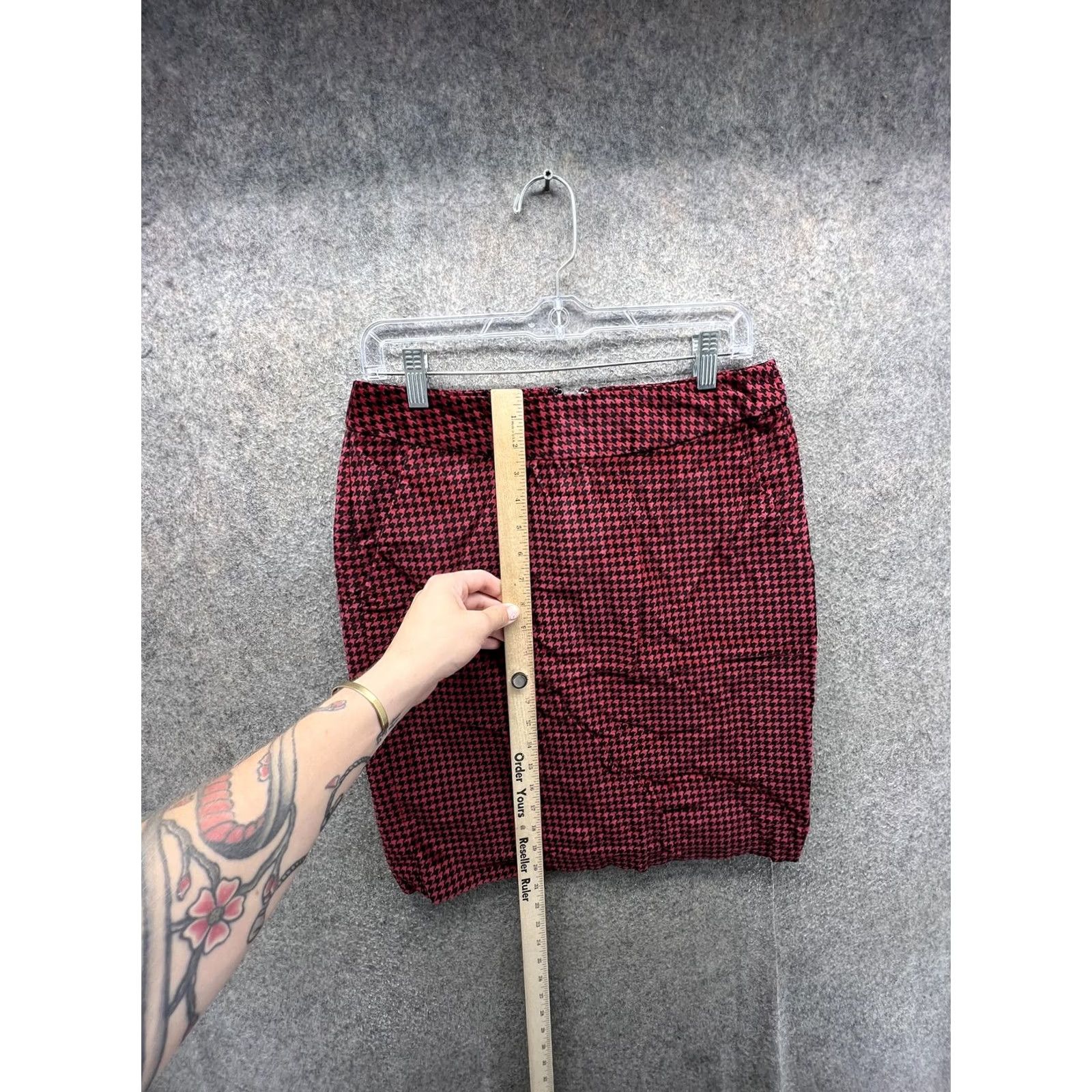Vintage L.L.Bean Skirt Womens 6 Red Houndstooth Tweed Pencil Lined Stretch Pockets Size 28" / US 6 / IT 42 - 5 Thumbnail