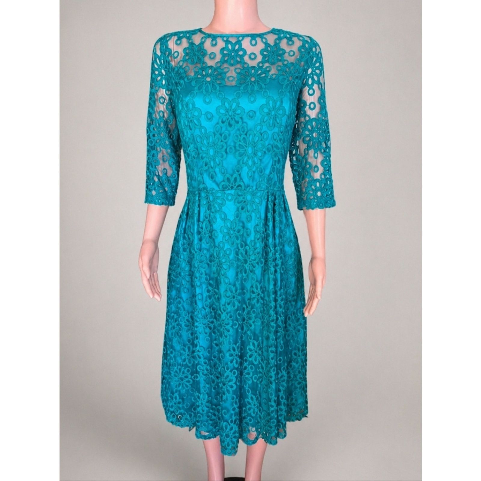 Vintage NWOT Tatyana Teal Innocence In Lace Midi Dress 2XL Size XXL / US 16-18 / IT 52-54 - 1 Thumbnail
