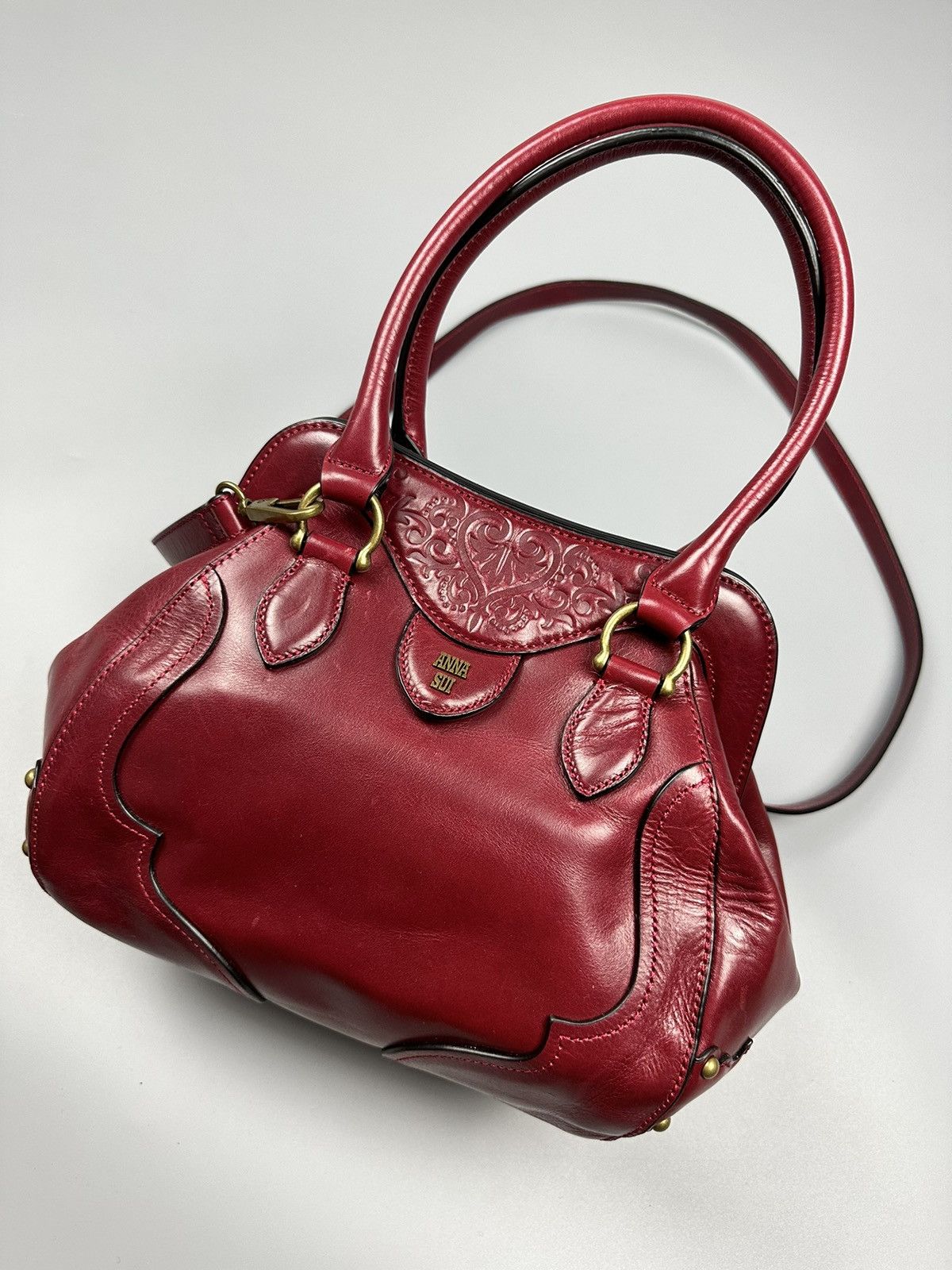 ❤️Rare❤️Chrome Hearts Inspired Anna Sui Red Cherry Leather Bag