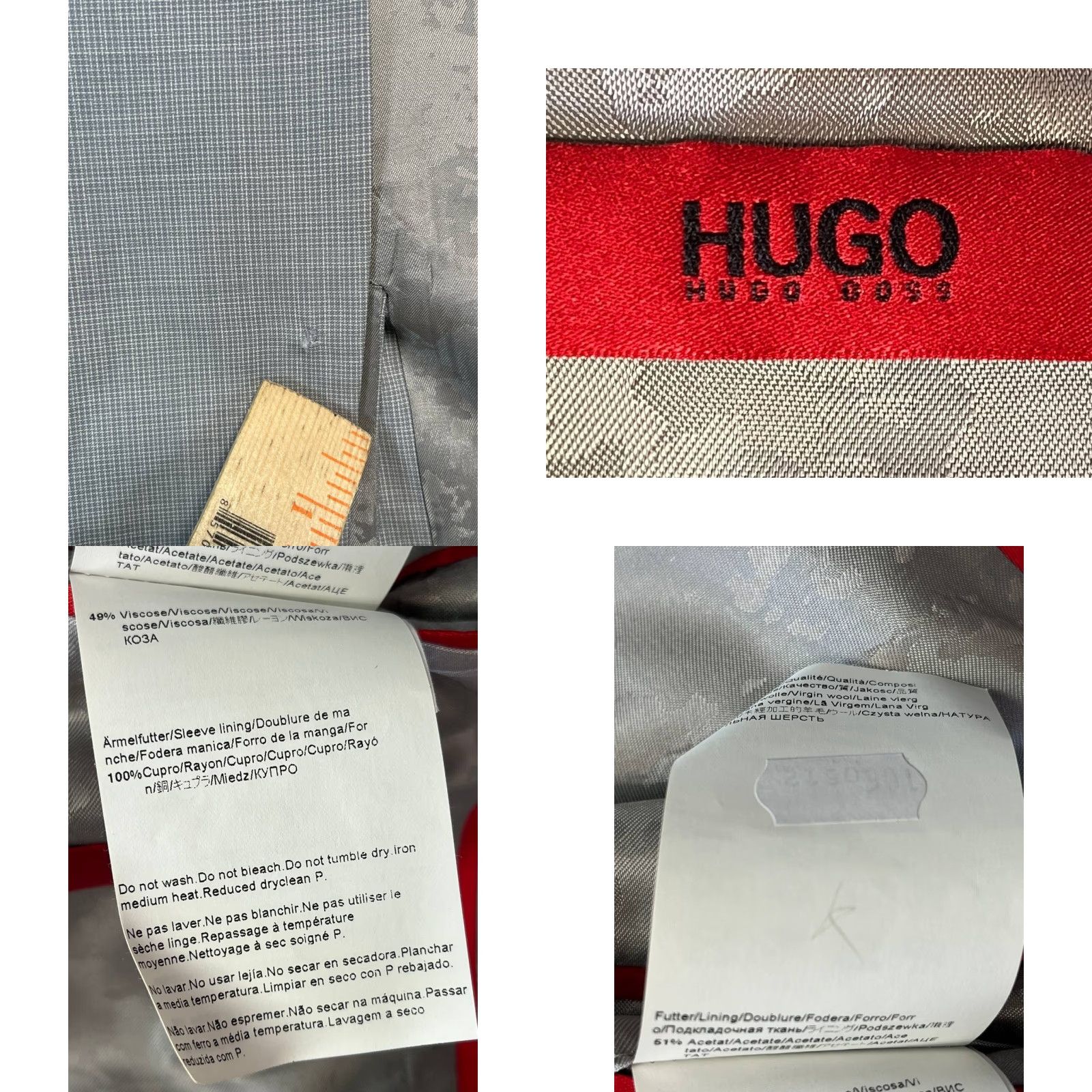 Hugo Boss HUGO BOSS Blazer Jacket 44L Gray Waffle Notch Lapel Two-Button Single-Breasted Long Men’s Regular Size 44 Long Vintage: No, Dry Clean Only Size 44R - 8 Thumbnail