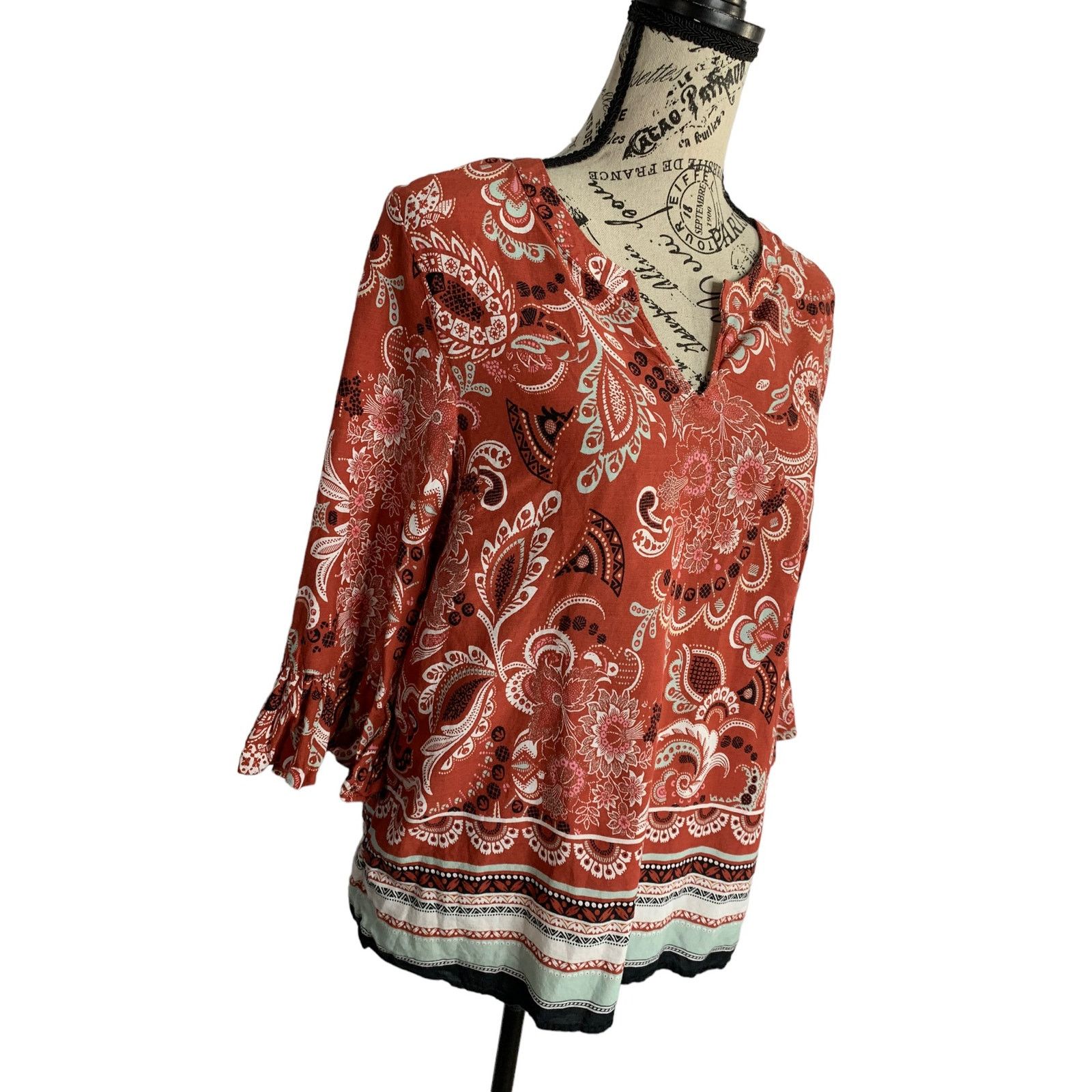 Ann Taylor Ann Taylor Factory Boho Top Cotton Blend Bell Sleeve women M Size M / US 6-8 / IT 42-44 - 4 Thumbnail