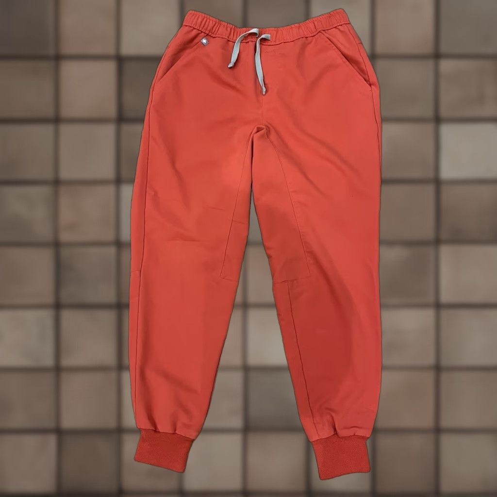 Vintage Figs Women's Medical Scrub Jogger Pants Size Small Orange Gray Tapered Drawstring Workwear Size 28" / US 6 / IT 42 - 1 Thumbnail