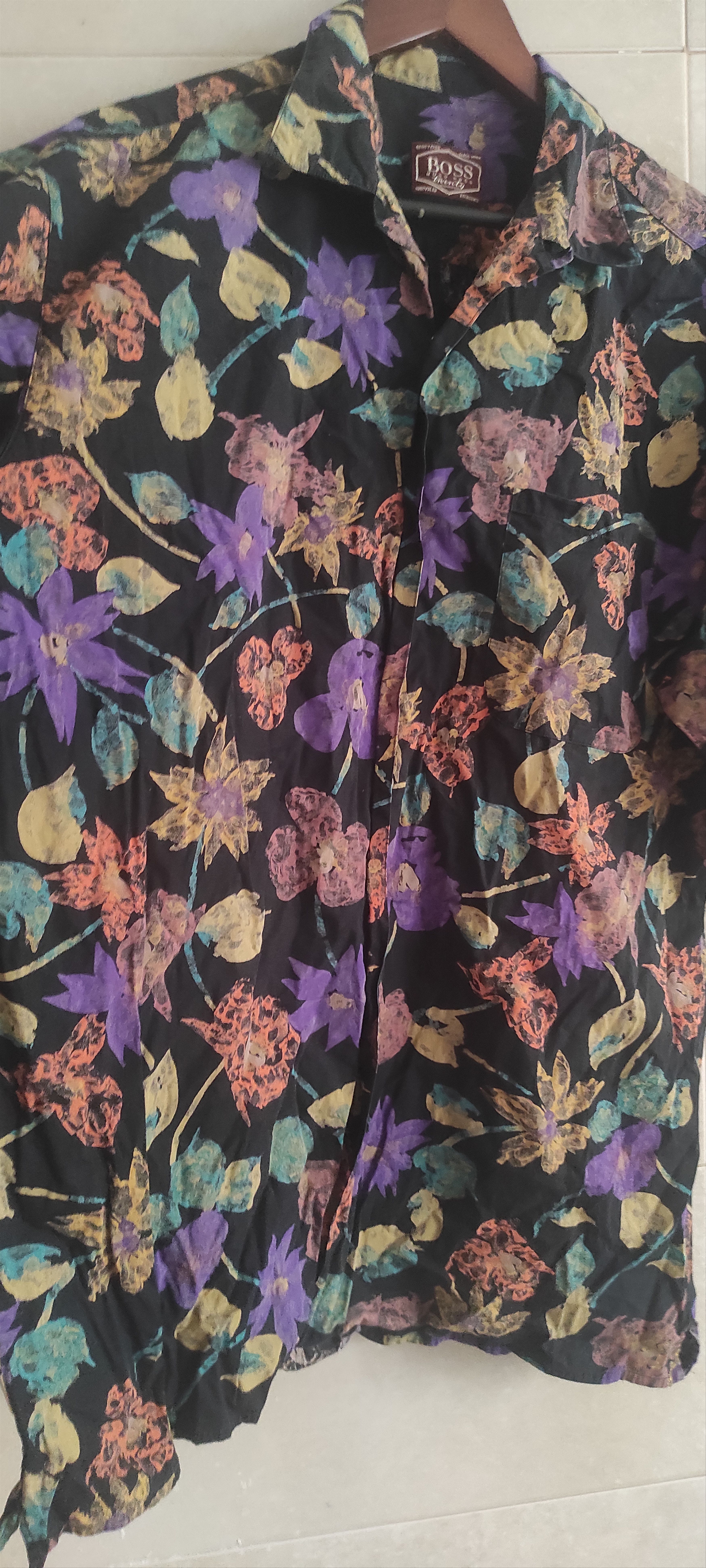 Hugo Boss VTG HUGO BOSS Shirt Men Hawaiian 90’s Floral Made In Germany Size US XL / EU 56 / 4 - 14 Thumbnail