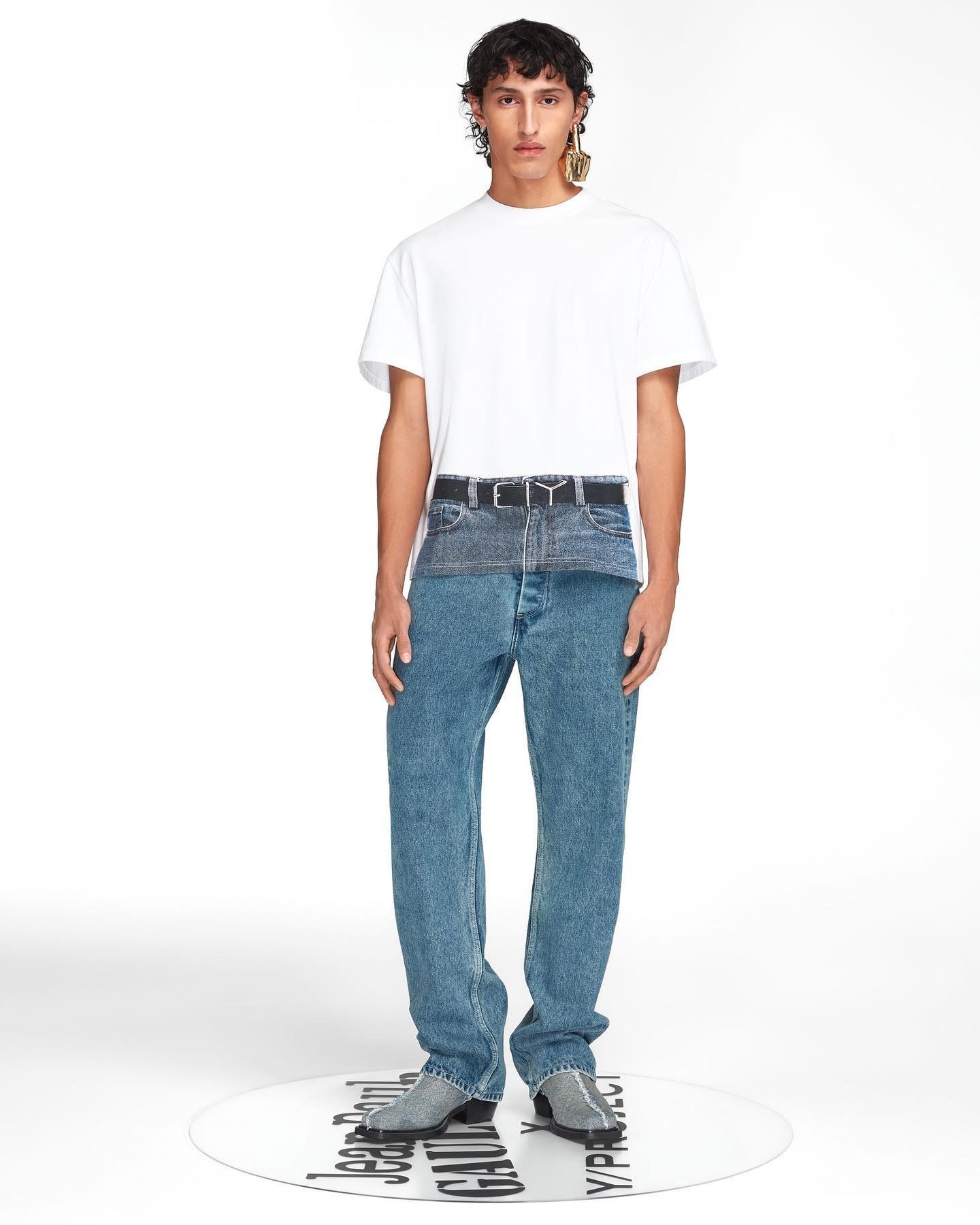 Jean Paul Gaultier × Y/Project White Trompe L'oeil Belt T-Shirt Size US S / EU 44-46 / 1 - 5 Thumbnail