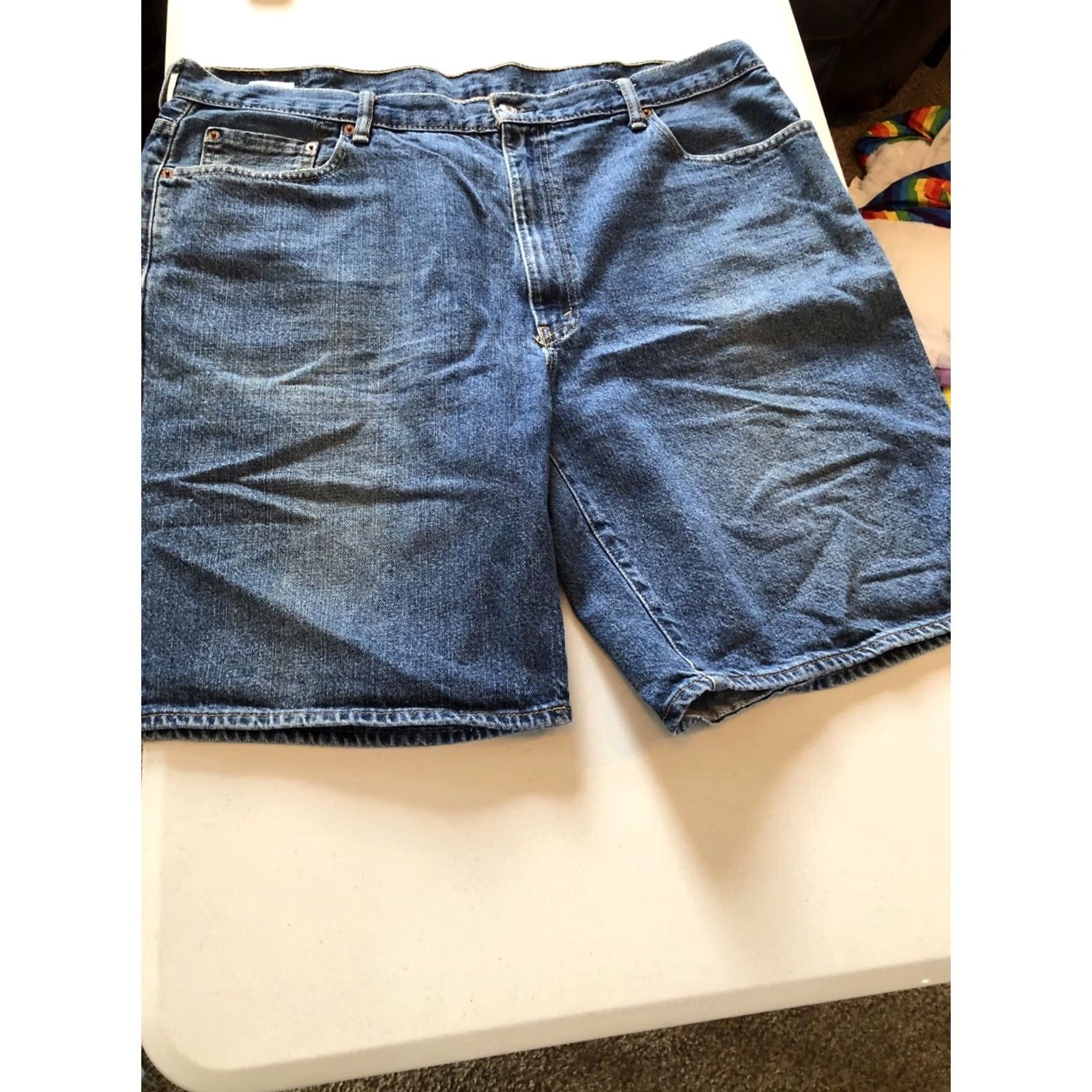 Levi's VINTAGE Levi’s 550 Denim Shorts Mens 42 Bermuda 10” Rise Blue 5-Pocket Logo Button Zipper Relaxed Regular Denim Shorts Mens Blue Size US 42 / EU 58 - 6 Thumbnail