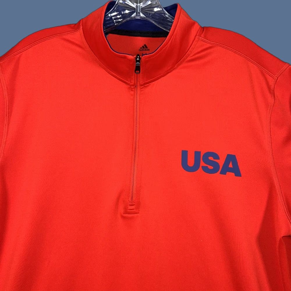 Adidas Team USA adidas 1/4 Zip Pullover Jacket Mens M USA Red Track Jacket Olympic Sportswear Size US M / EU 48-50 / 2 - 1 Thumbnail