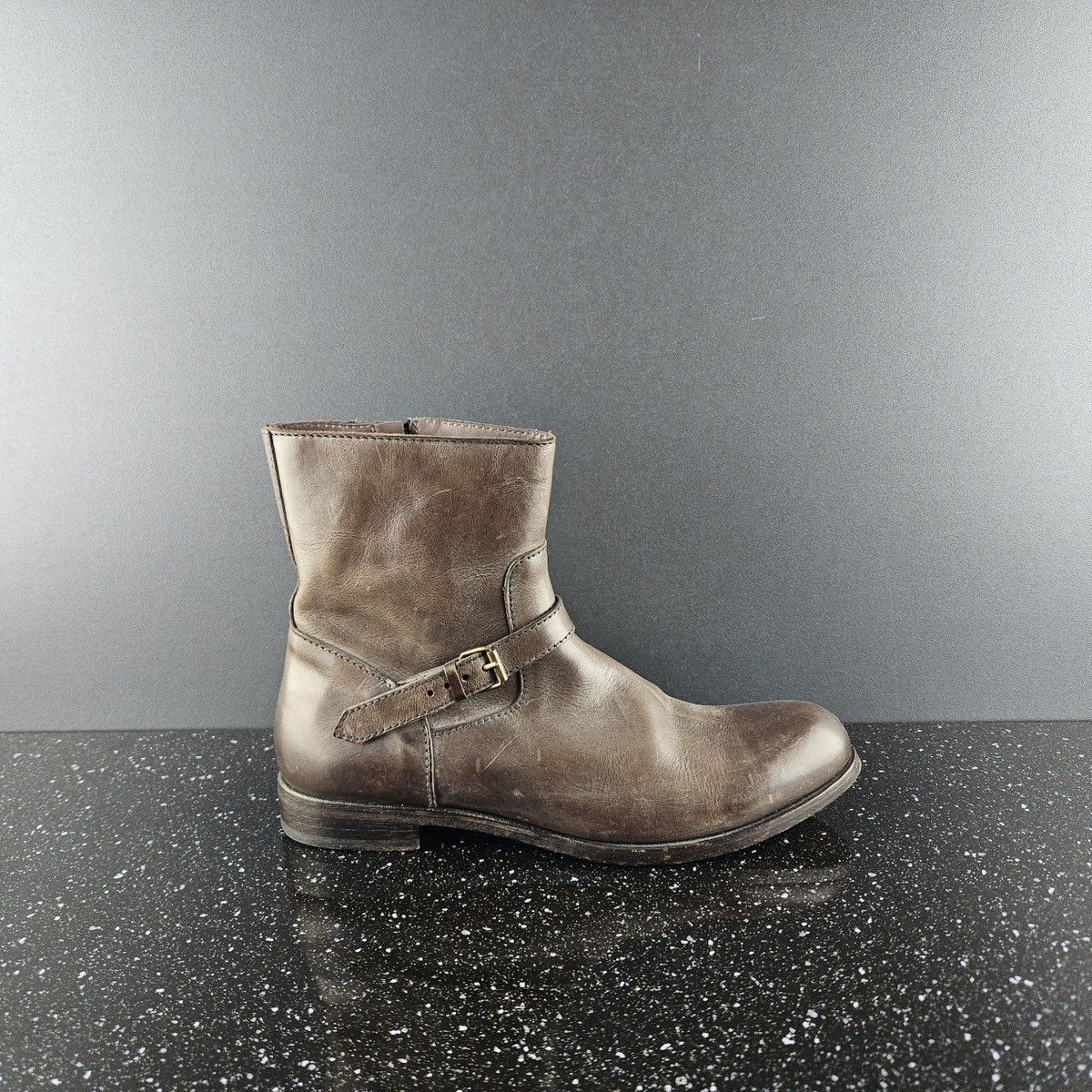 MoMA Women's Moma Brown Leather Ankle Zip Boots (Y0314) Size US 10 / IT 40 - 1 Thumbnail
