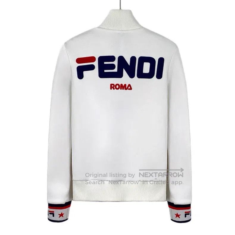 Fendi Fendi White Side Logo Letter Stripe Cotton Stand Collar Zi Size XS / US 0-2 / IT 36-38 - 2 Thumbnail