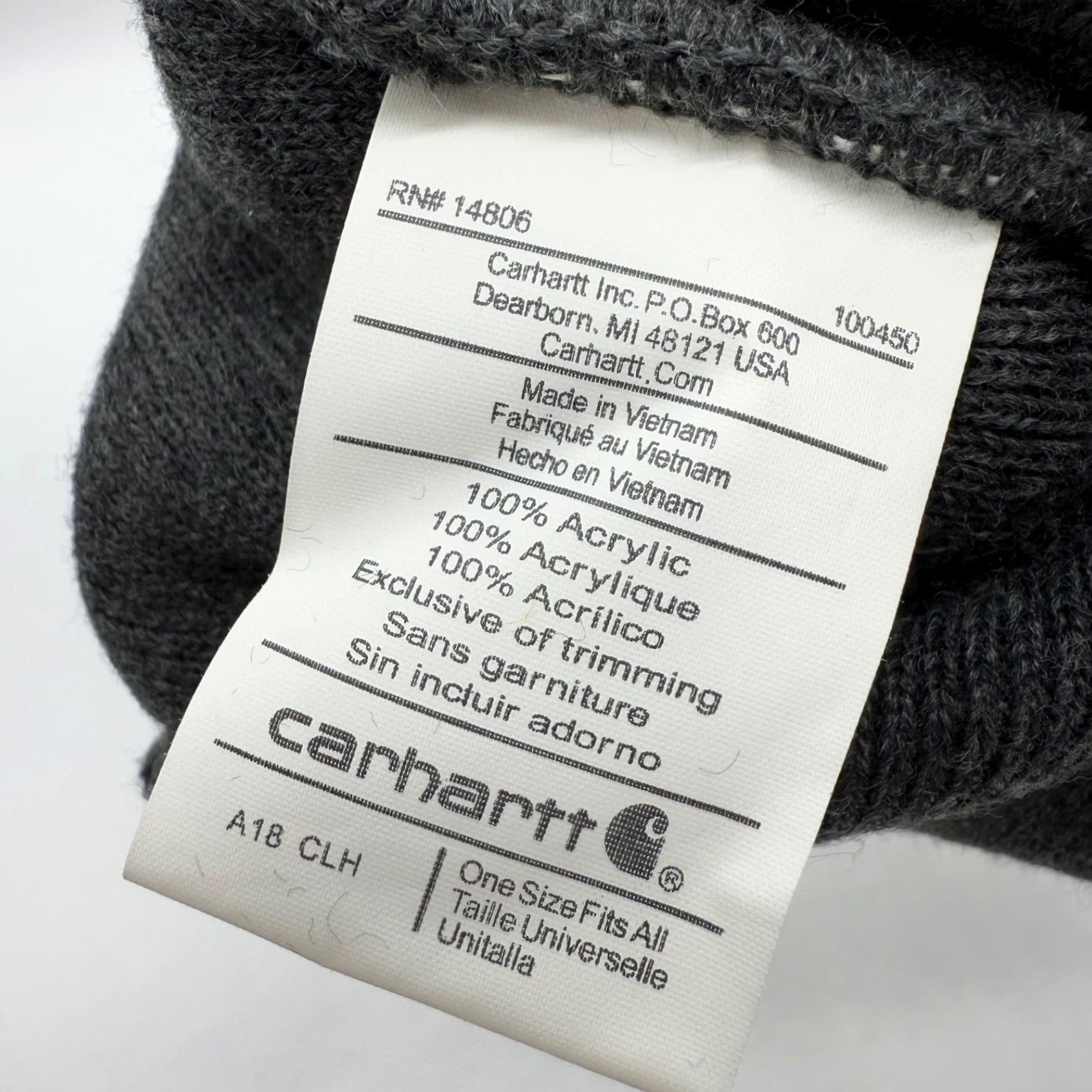 Carhartt Carhartt Mens Beanie Hat One Size Knit Gray Fold Over Logo Acrylic Winter Cap Size ONE SIZE - 5 Thumbnail