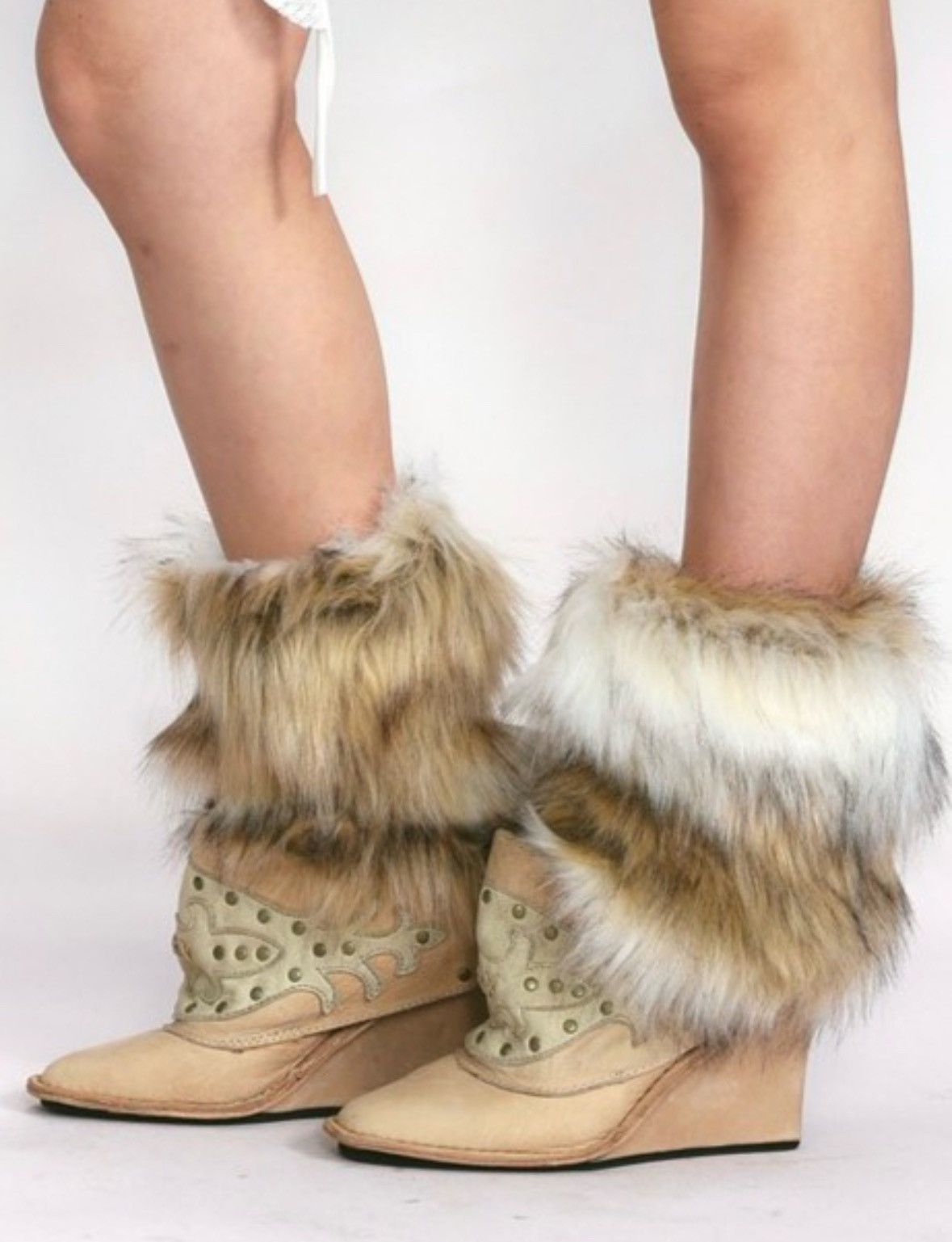 Diesel diesel y2k studded cowboy wedge leather boots in cream Size US 5 / IT 35 - 2 Thumbnail
