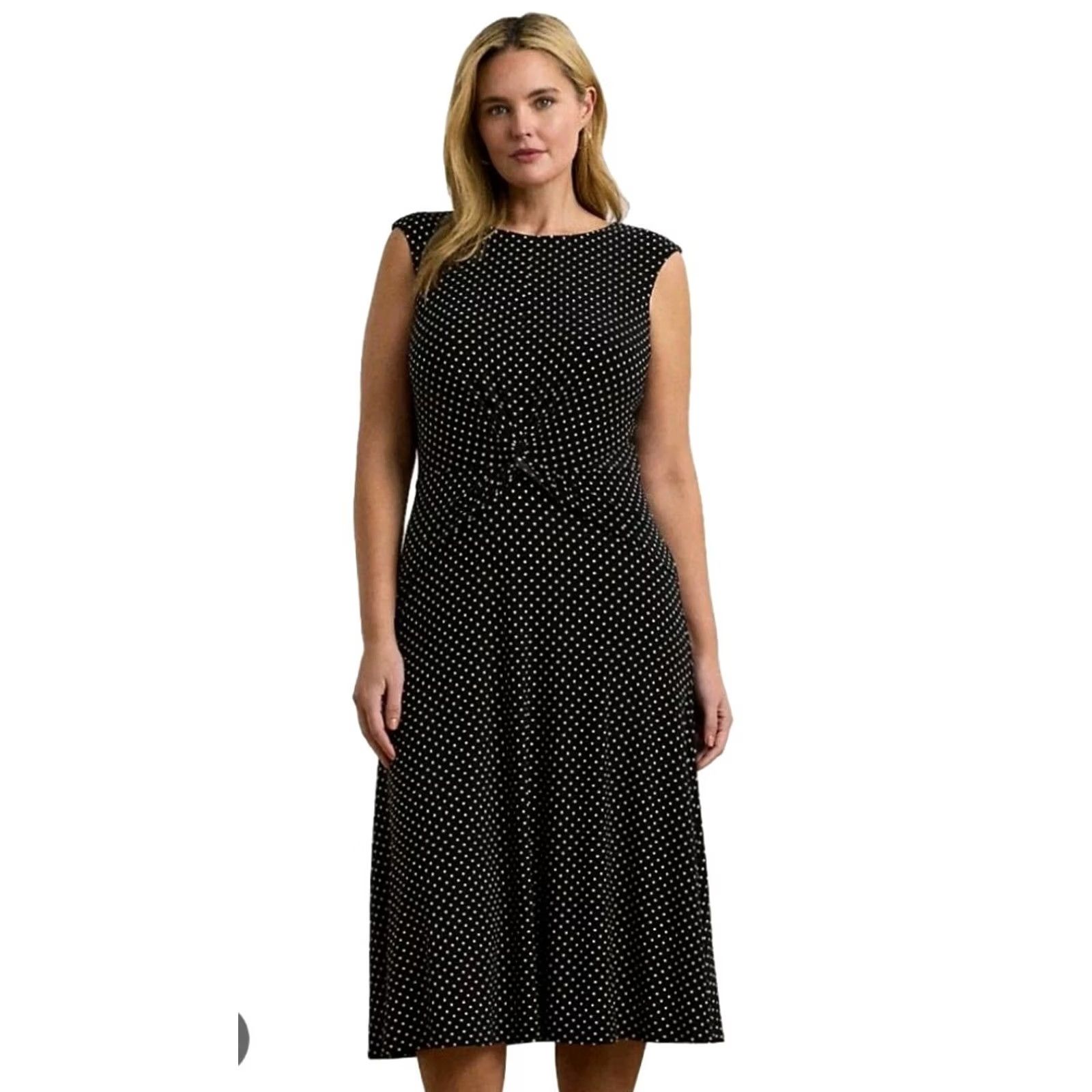 Ralph Lauren Lauren Ralph Lauren Dress Women’s 18W Black White Polka Dot Midi Twist Front Size XXL / US 16-18 / IT 52-54 - 3 Thumbnail