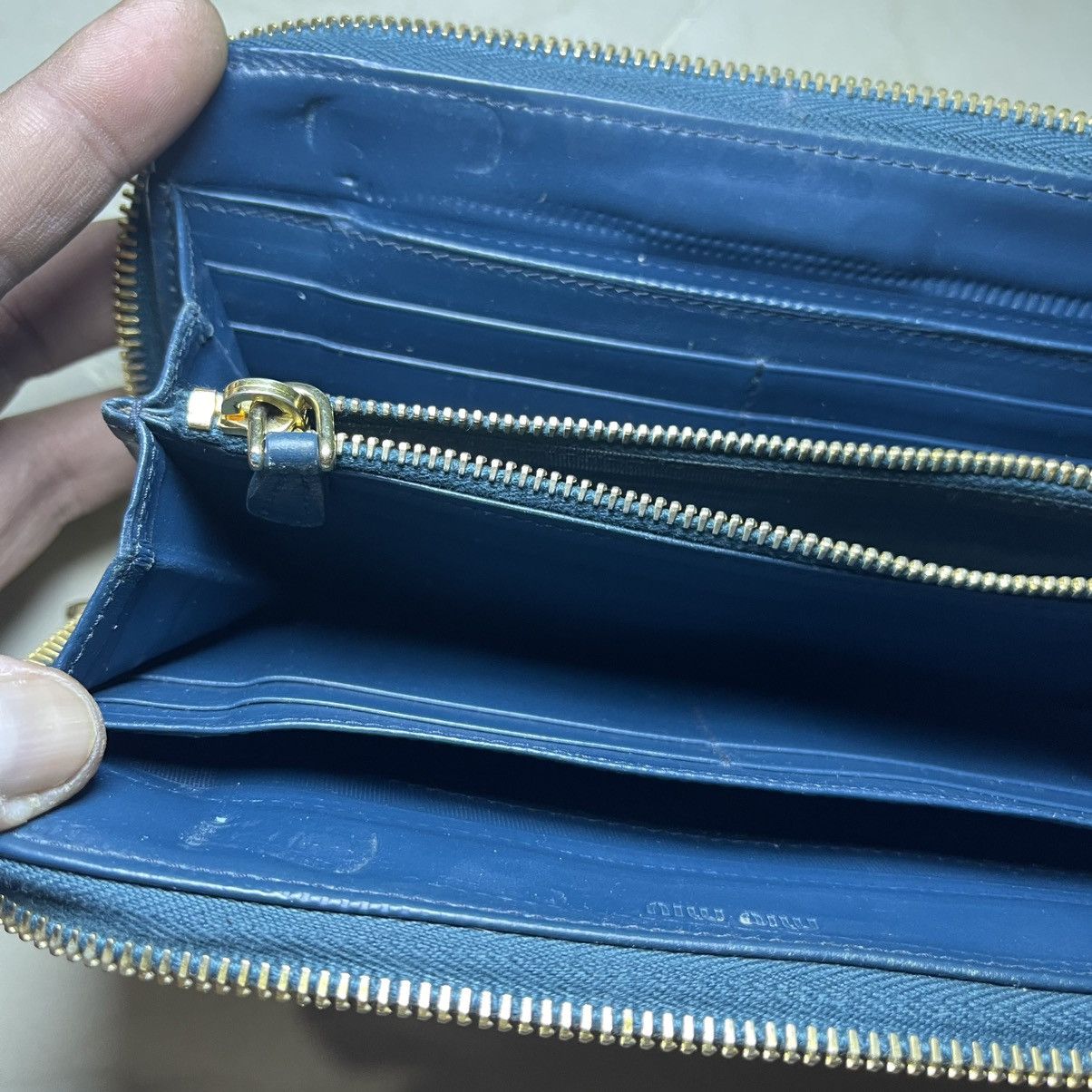 Miu Miu Miu Miu Blue Croc Embossed Leather Zip Around Wallet Size ONE SIZE - 13 Thumbnail