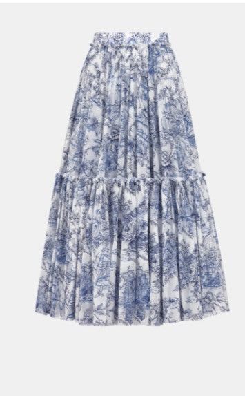 Dior o1w1db10924 Flared Mid-Length Skirt in Blue & White Size 36" / US 14 / IT 50 - 1 Thumbnail