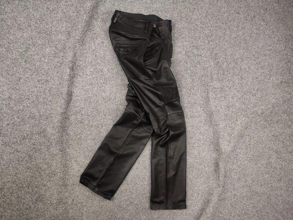 Japanese Brand Gardeur Design Perfect leather Pants Balmain Biker style Size US 32 / EU 48 - 1 Thumbnail