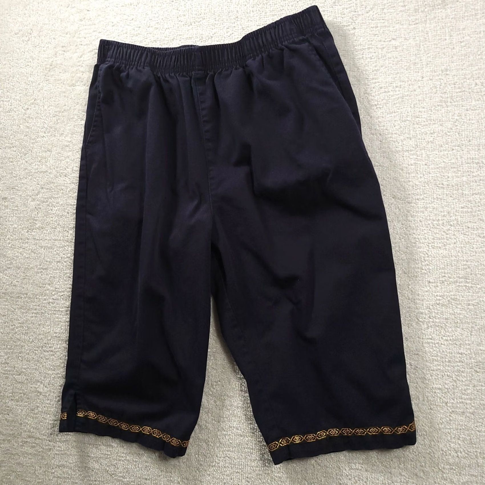 Vintage VINTAGE Cabin Creek Pull-On Capri Pants Womens 14P Petite Blue Elastic Waist Pockets Size 36" / US 14 / IT 50 - 2 Thumbnail