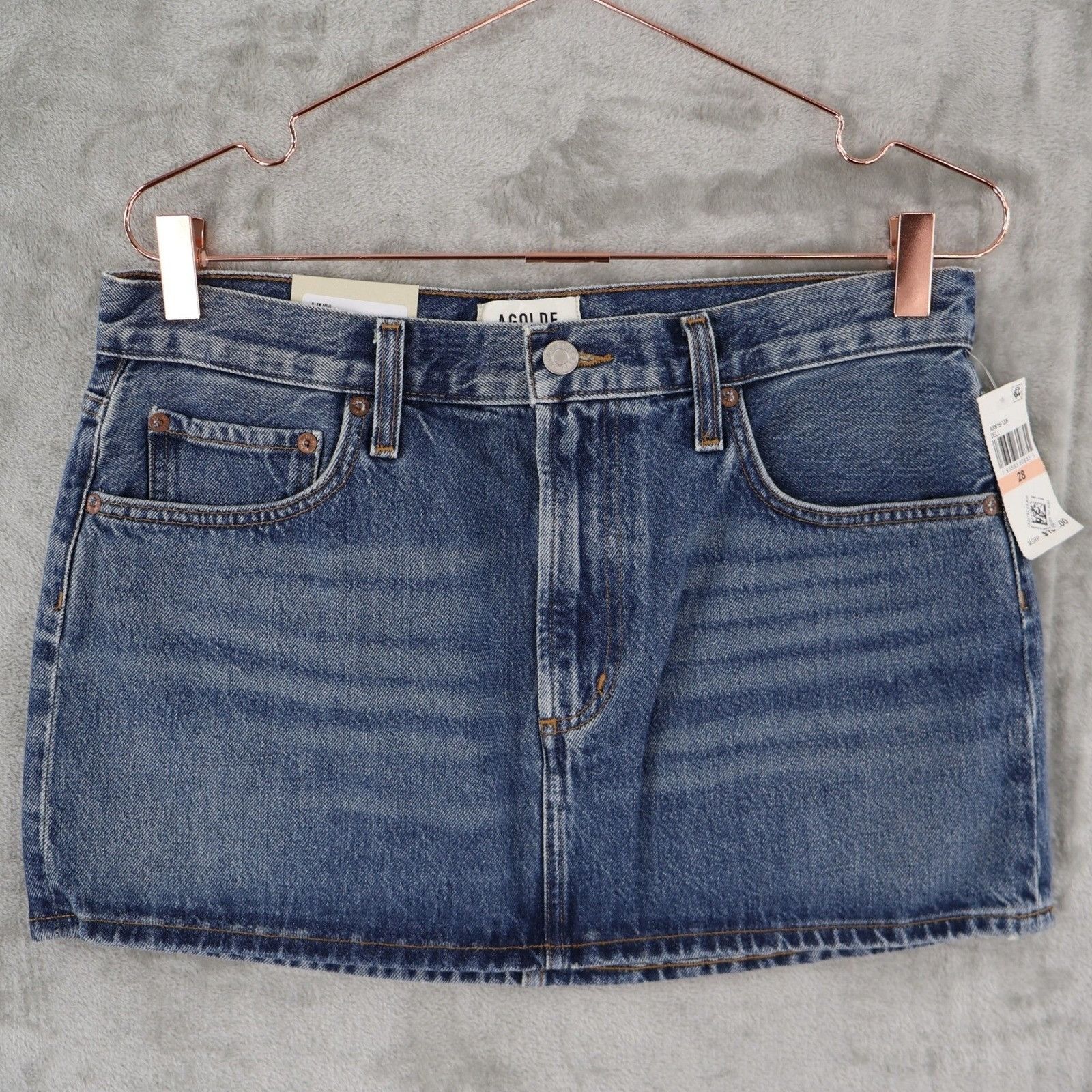 Agolde AGOLDE Alek Mini Skirt Womens 28 Blue Denim Classic Preppy T Size 28" / US 6 / IT 42 - 1 Thumbnail