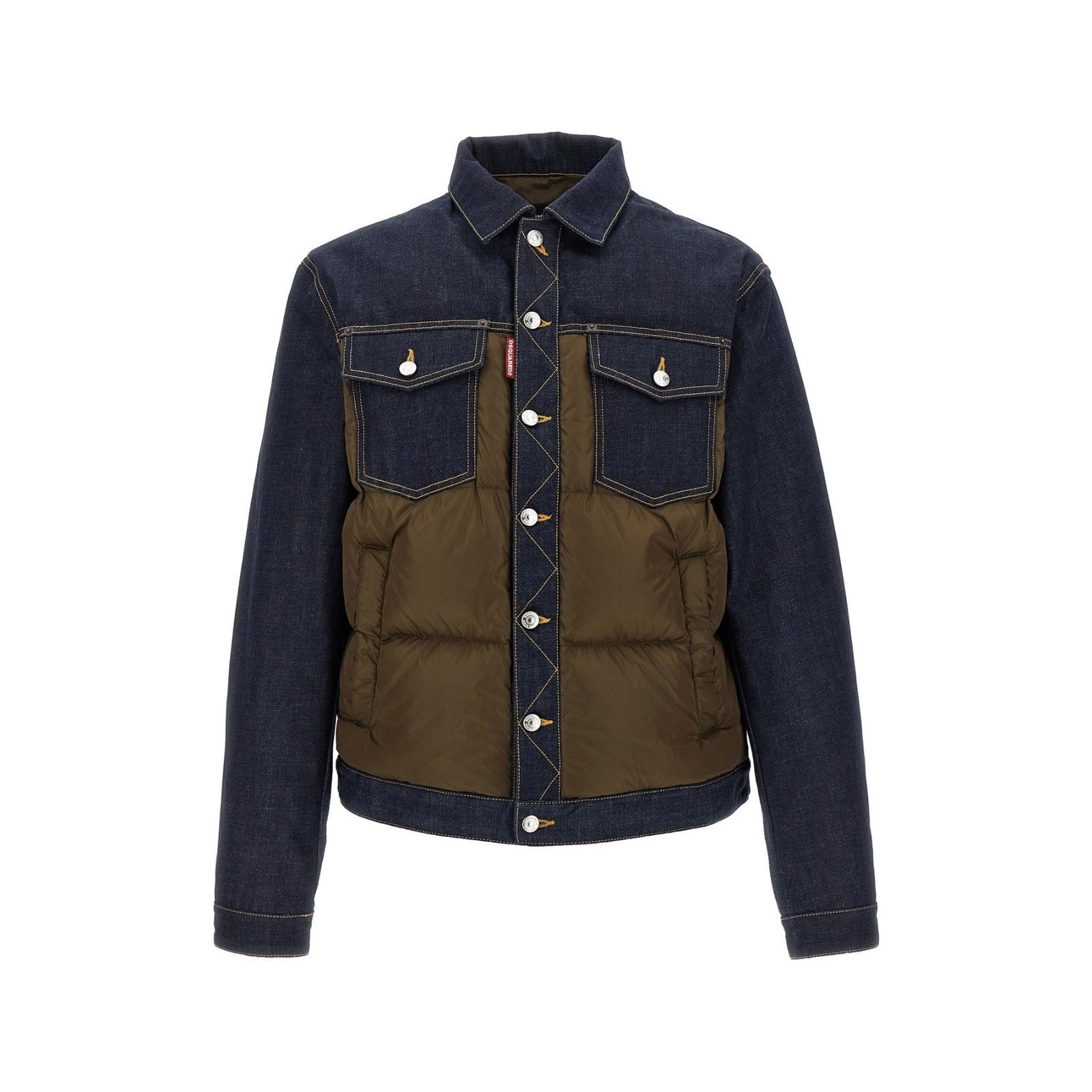 DSUARED2 Hybrid Brown/Blue Puffer-Jeans Denim Jacket New & A