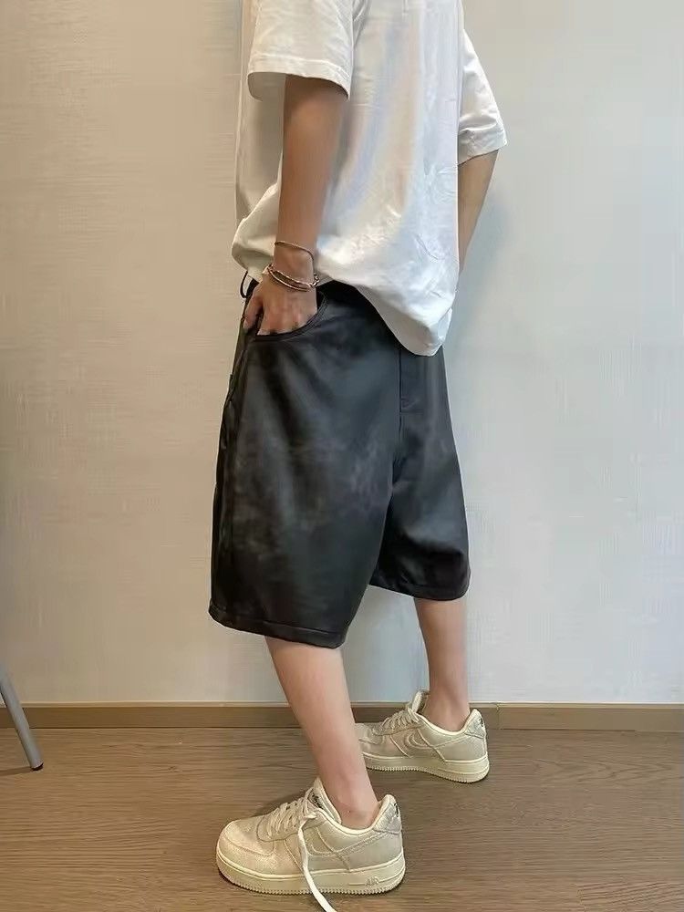 Jean Vintage PU Leather Reverse Shorts Size US 28 / EU 44 - 3 Thumbnail
