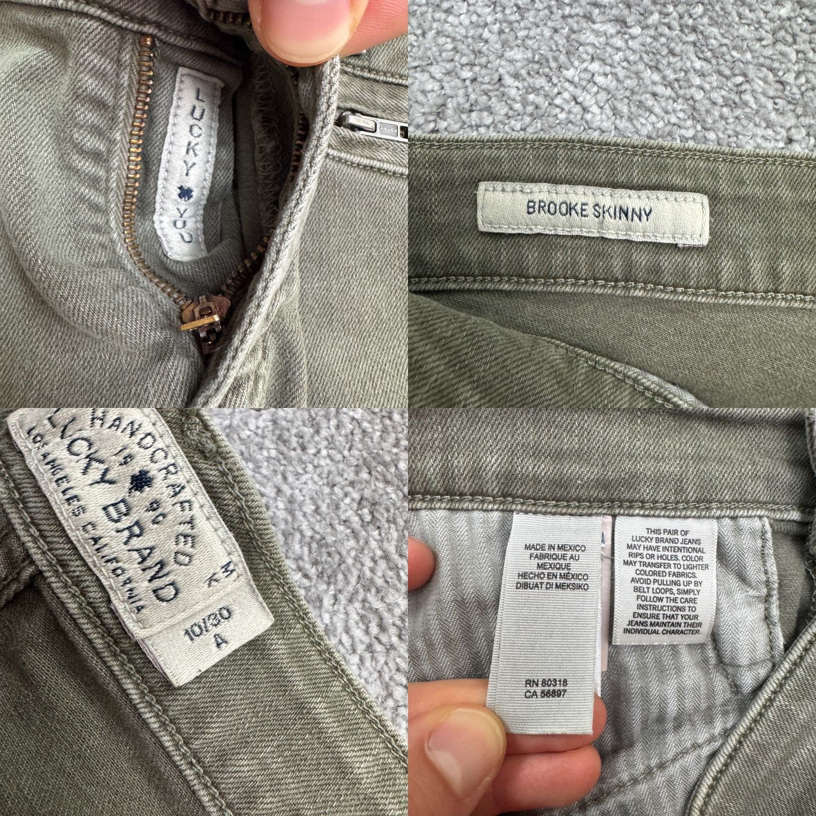 Lucky Brand Lucky Brand Brooke Skinny Jeans Womens 10 Olive Green High Rise Denim City Outdoor Comfort Stretch Size 32" / US 10 / IT 46 - 8 Thumbnail