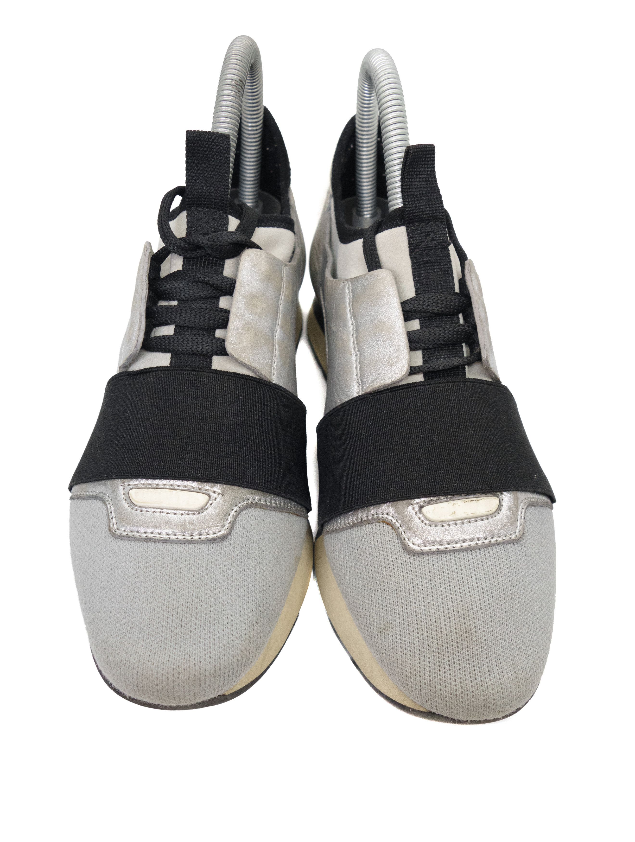 Balenciaga Race Runner Silver Black Mesh Neoprene Sneakers Size US 8 / IT 38 - 4 Thumbnail