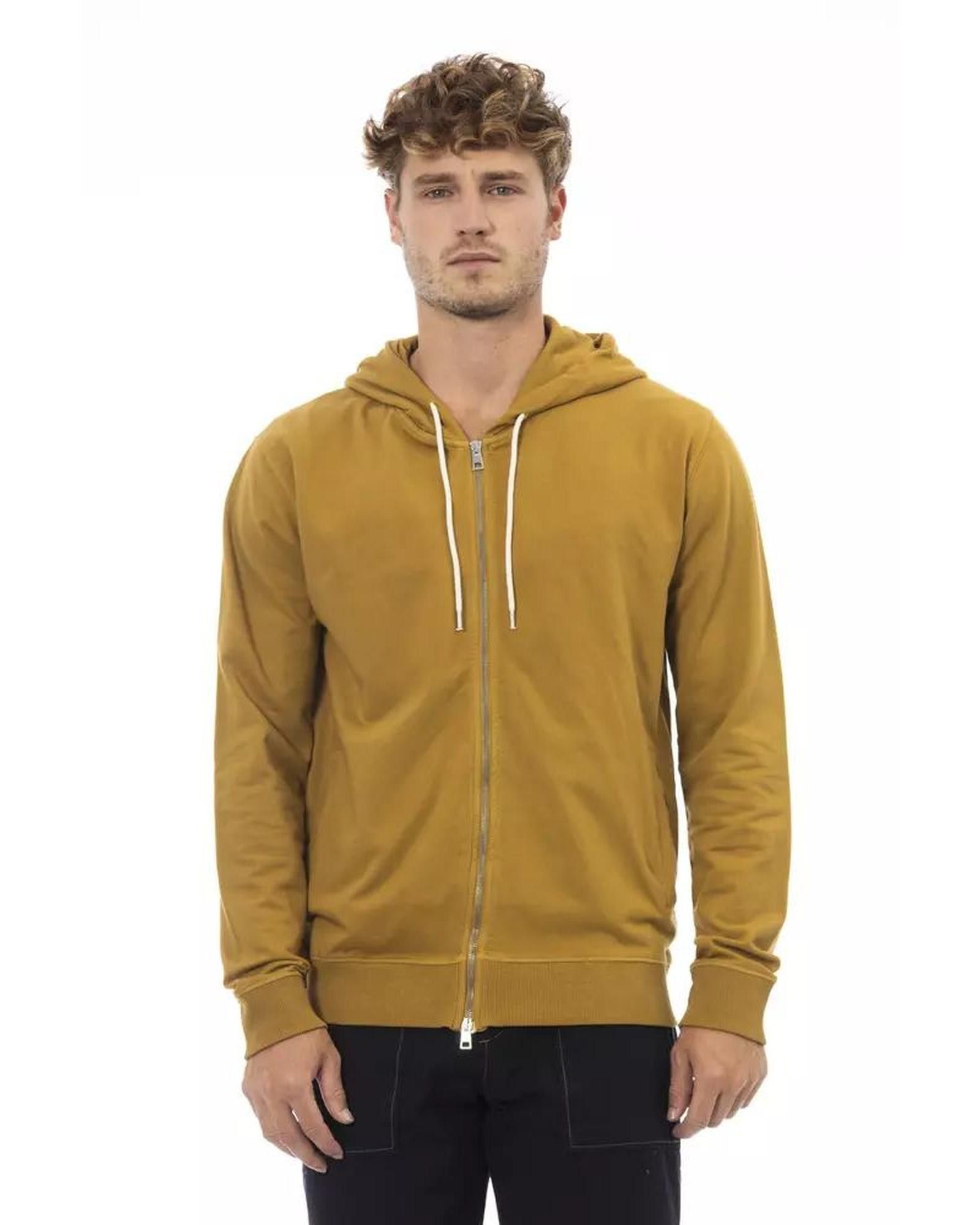 image of Alpha Studio Hooded Zip-Up Sweatshirt With Side Pockets in Brown, Men's (Size Large)