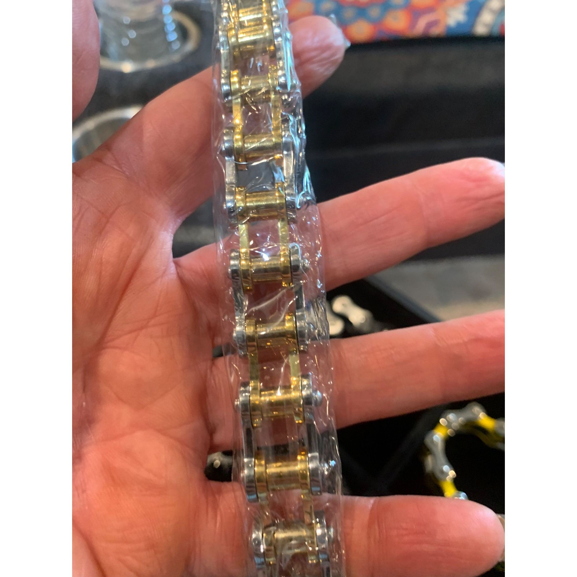 Other Stainless Steel Gold & Silver Bike Chain Bracelet For Men Size ONE SIZE - 1 Preview