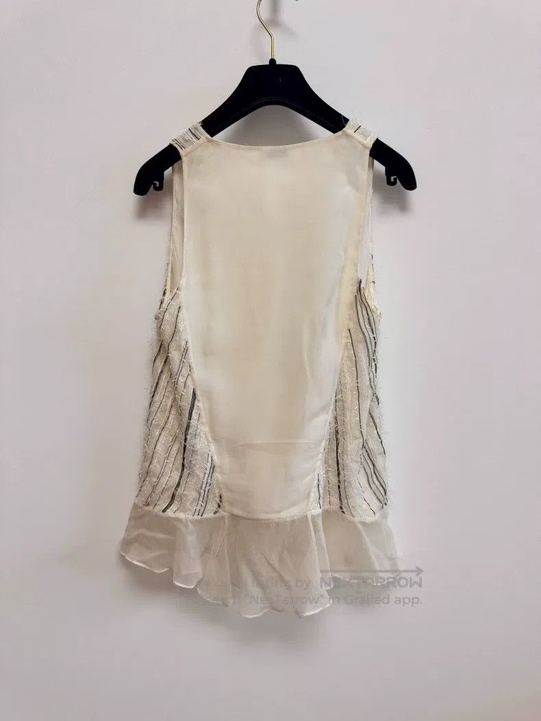Brunello Cucinelli Brunello Cucinelli White Silk Beaded Vest Size XS / US 0-2 / IT 36-38 - 3 Thumbnail
