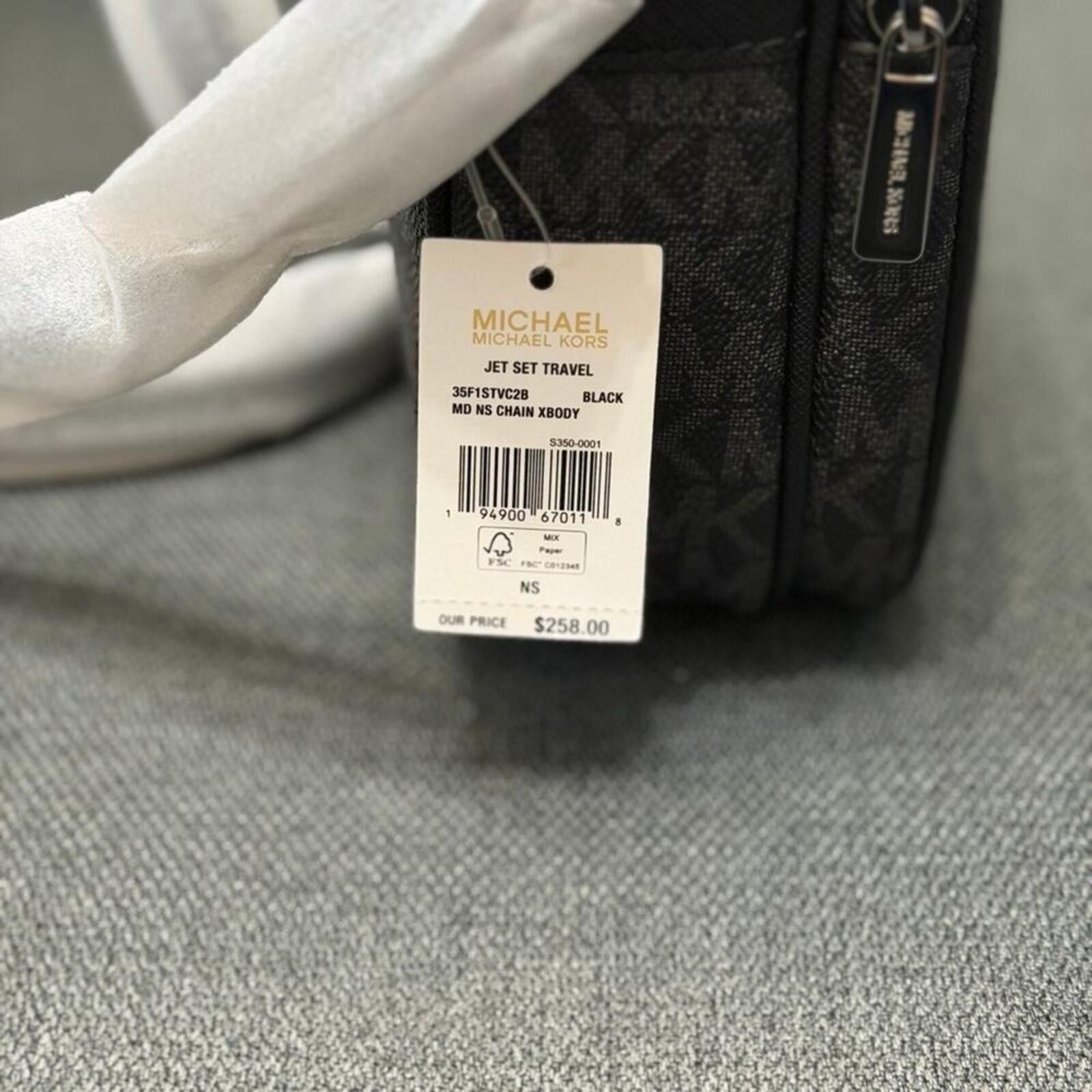 Michael Kors Michael Kors Black Monogram Jet Set Travel Crossbody Bag Size ONE SIZE - 7 Thumbnail