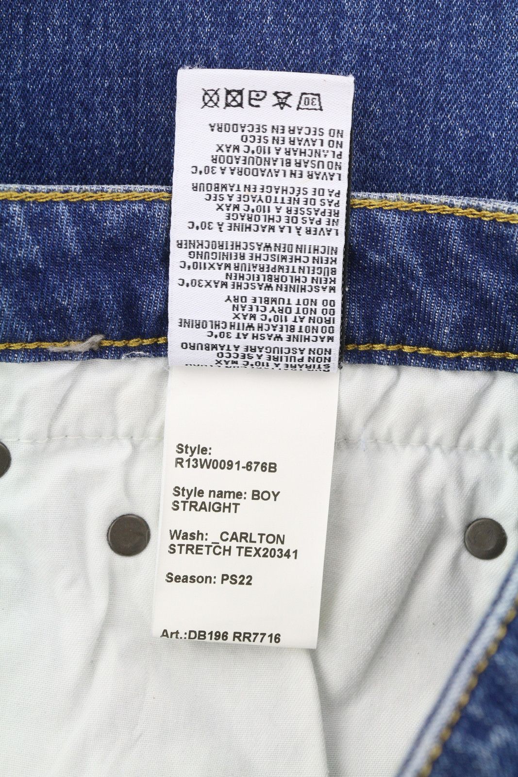 R13 BOY 27 Straight Carlton Stretch Ankle Blue 85435 Size 27" / US 4 / IT 40 - 7 Thumbnail
