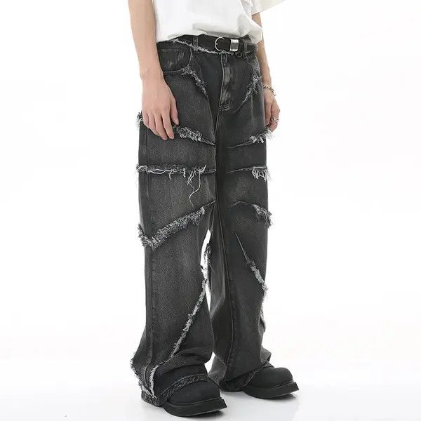Japanese Brand Pepper x Erika Raw edge wide-leg jeans with retro design Size US 32 / EU 48 - 1 Thumbnail