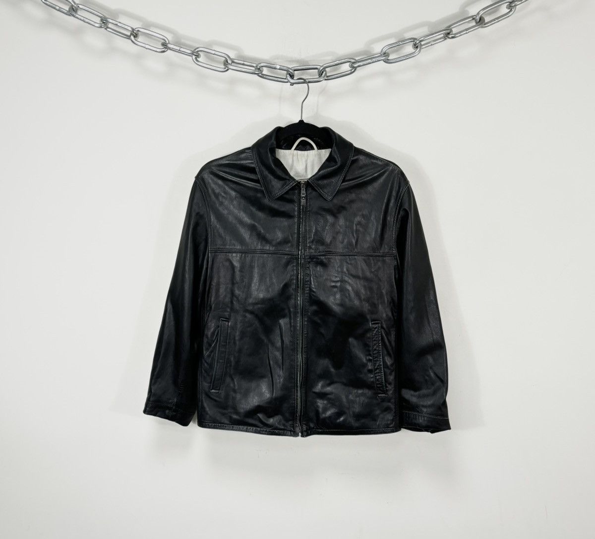 Gimo's Gimo’s Vintage Men’s Black Full Zip Italian Leather Jacket Size US S / EU 44-46 / 1 - 1 Thumbnail