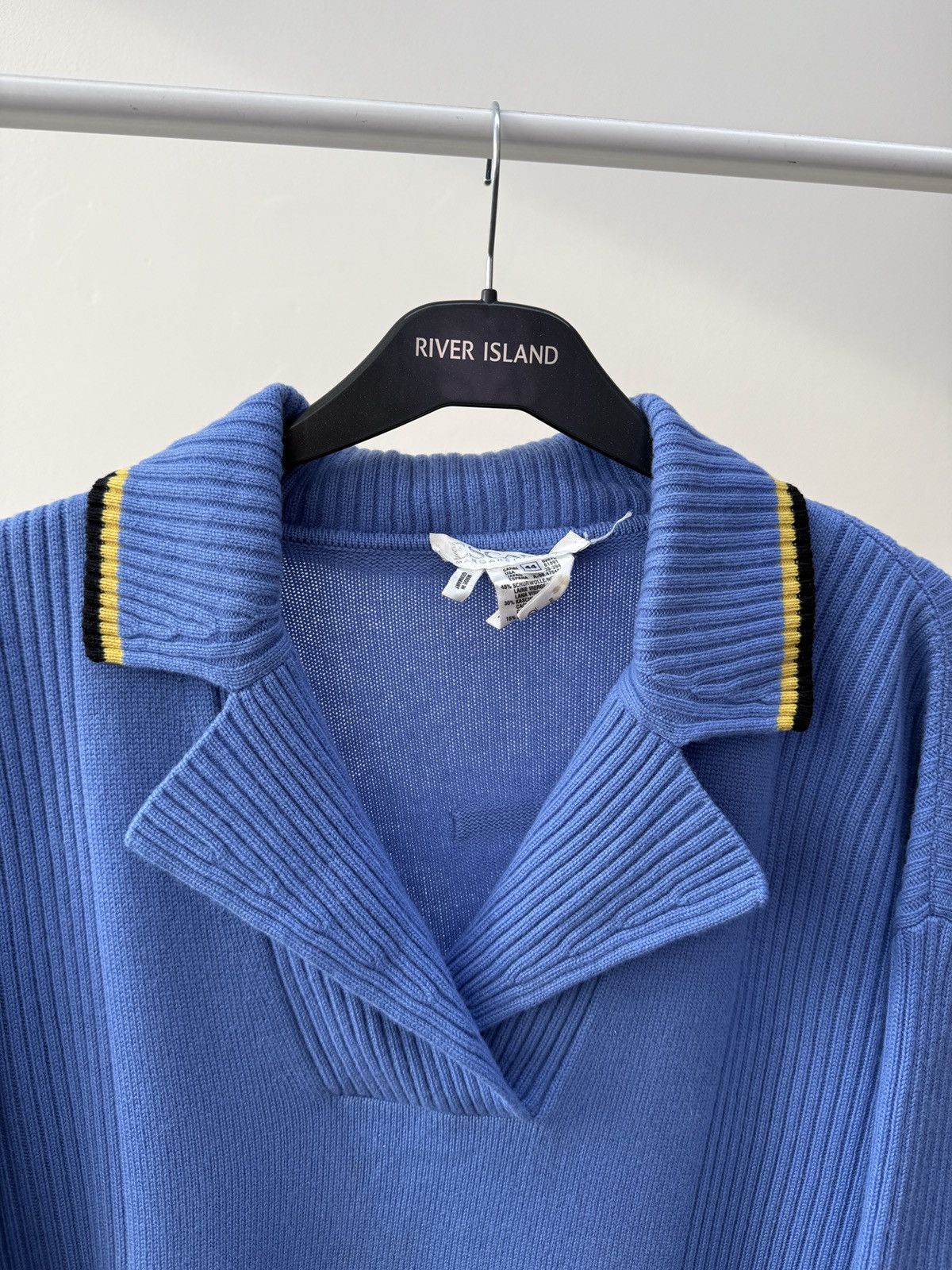 Escada Vintage ESCADA Blue Ribbed Knit Sweater Polo Collar Women Size M / US 6-8 / IT 42-44 - 4 Thumbnail