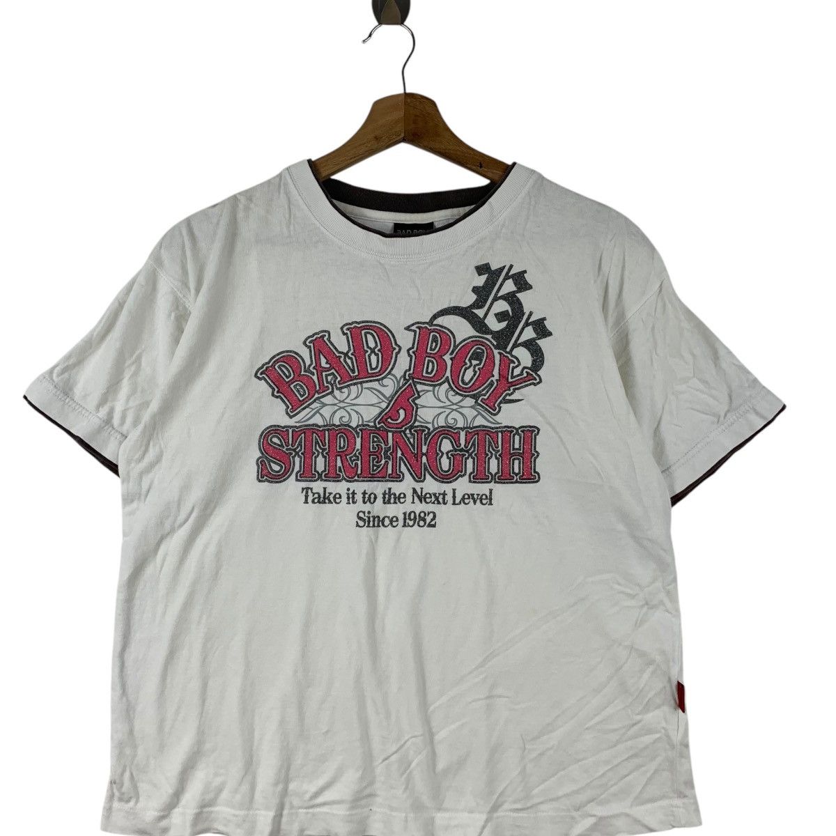 Vintage Vintage BAY BOY CALIFORNIA Y2K Strength Ringer Tee Shirt Size M / US 6-8 / IT 42-44 - 3 Thumbnail