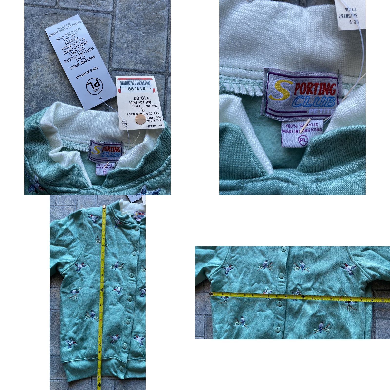 Vintage VINTAGE Sporting Club Cardigan Petite Women’s Embroidered Birds Size PL See Photos Womens Sweater Bird Size L / US 10 / IT 46 - 8 Thumbnail