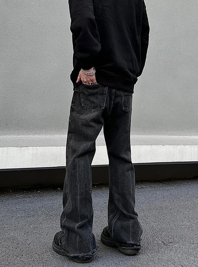 Japanese Brand × Jean Wide Leg Jeans Mens Black Loose Straight Size US 27 - 4 Thumbnail
