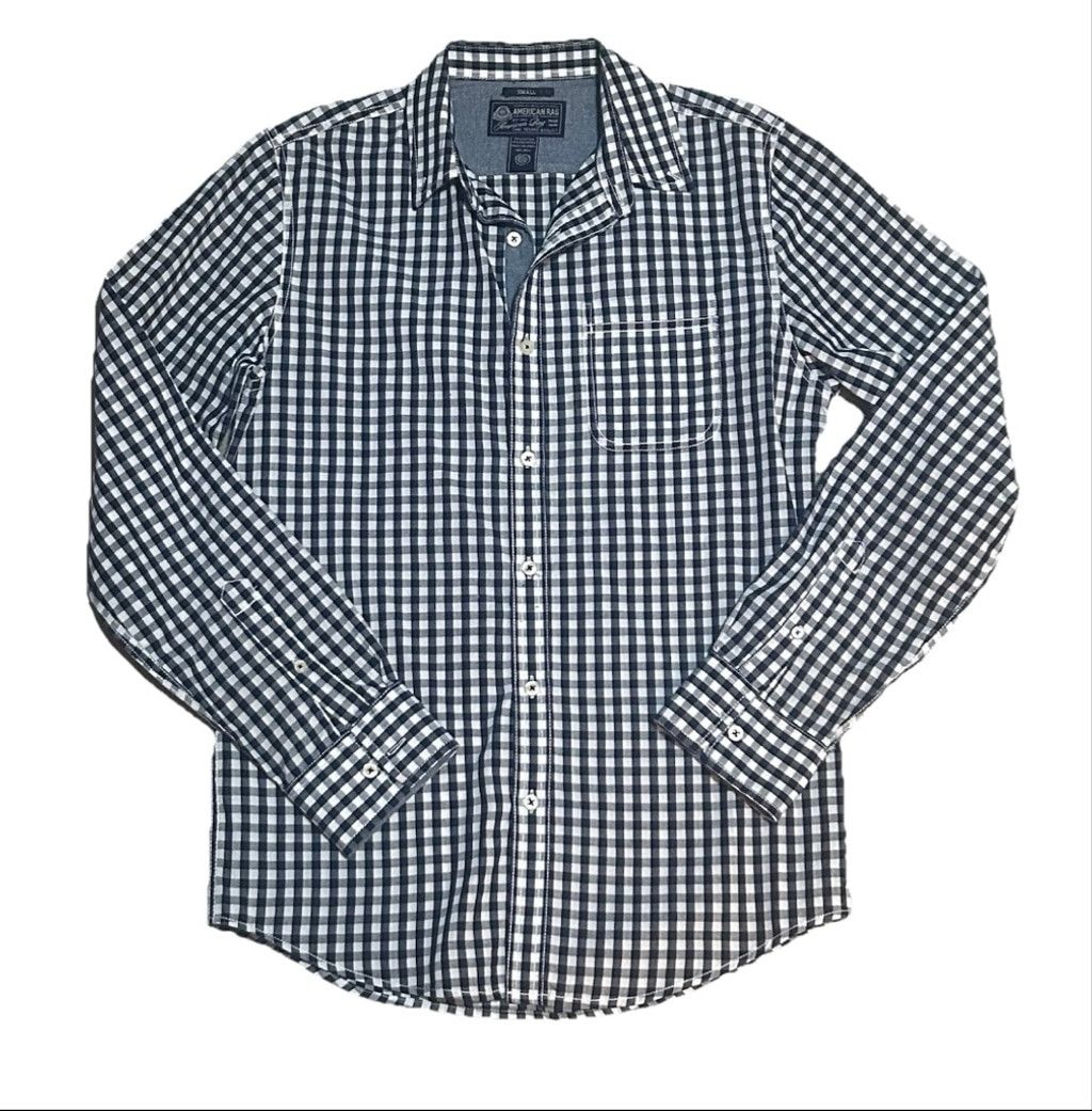 American Rag Men's American Rag Button Down Shirt S Blue White Gingham ...