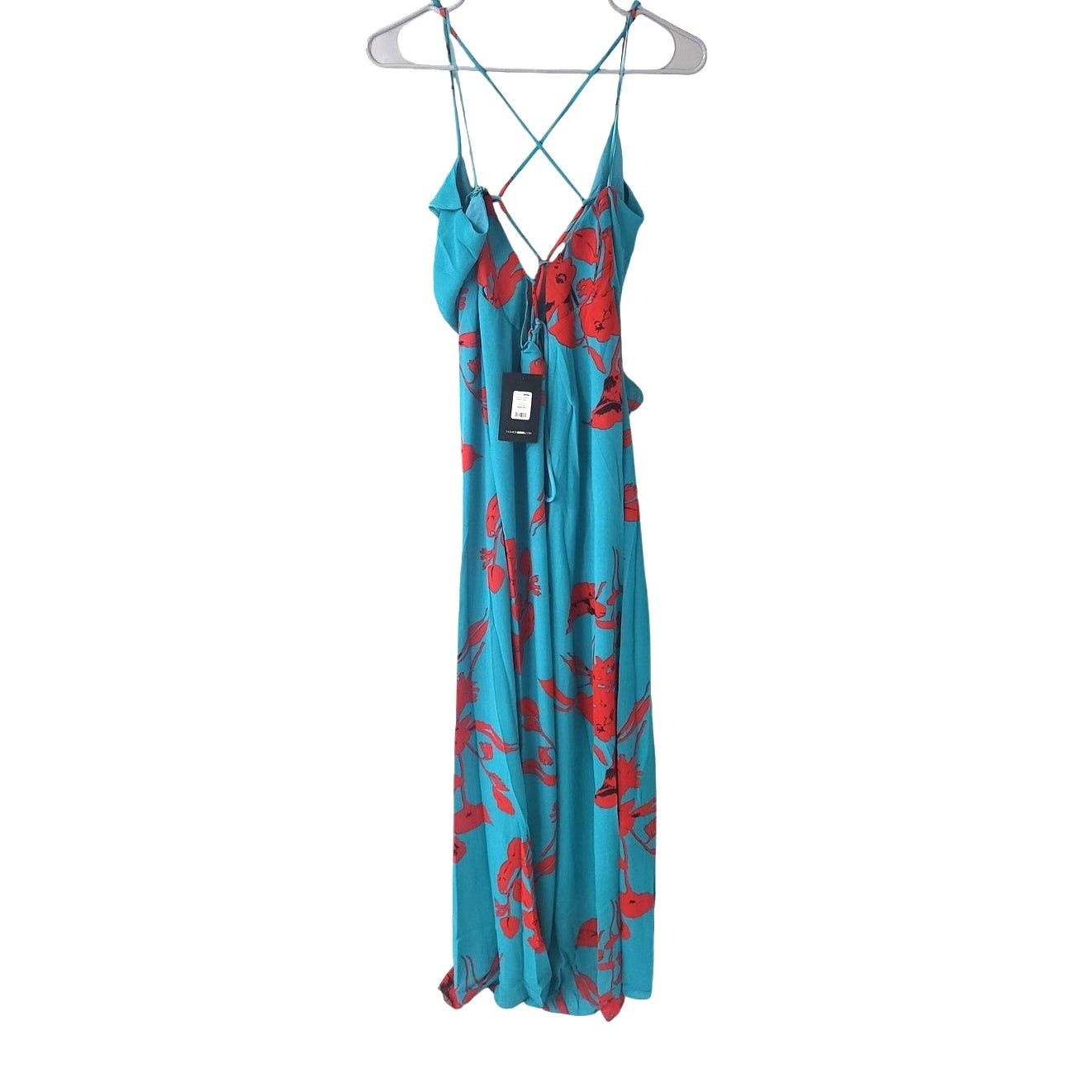 Other Fashion Nova Live for the Frill Maxi Dress in Teal/Combo -2X Size XXL / US 16-18 / IT 52-54 - 2 Thumbnail